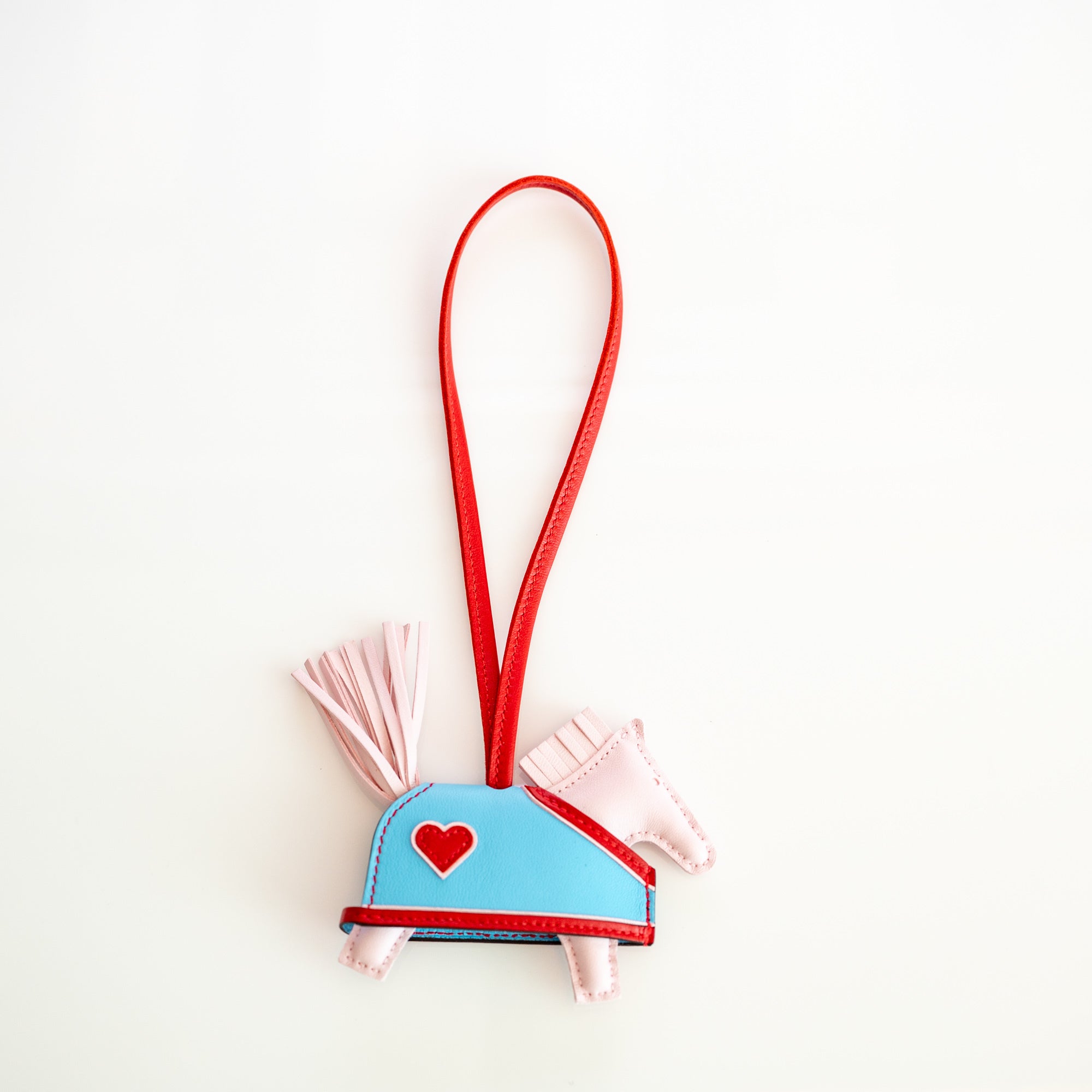 Hermès Rodeo Coeur PM Charm Rose Darling/Rouge Radieux/Celeste