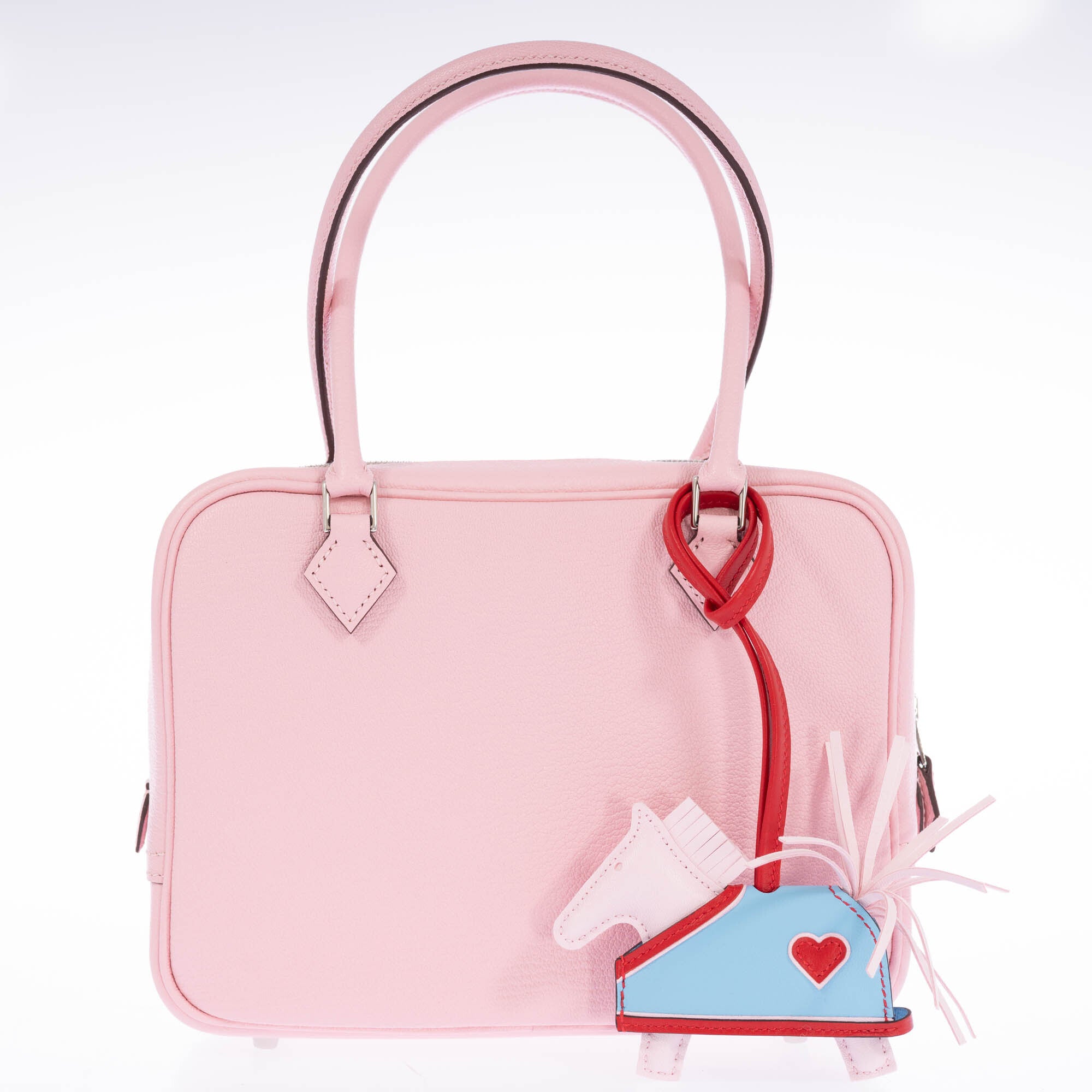 Hermès Rodeo Coeur PM Charm Rose Darling/Rouge Radieux/Celeste Lambskin