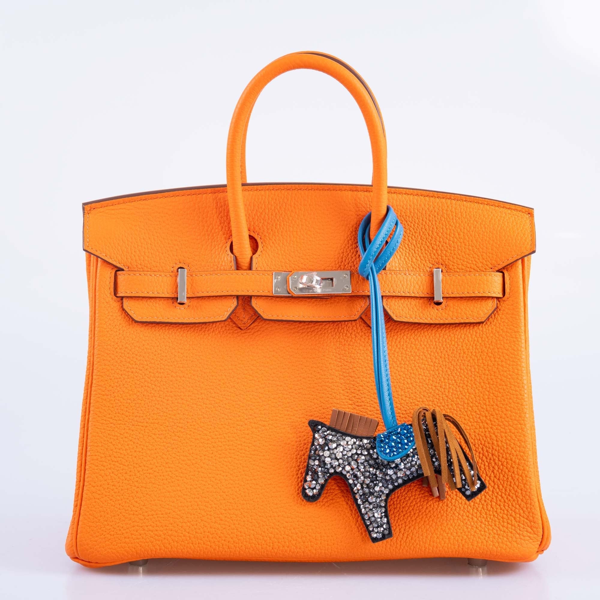 Hermès Rodeo Gold and Blue Aztec Bag Charm Custom Swarovski PM