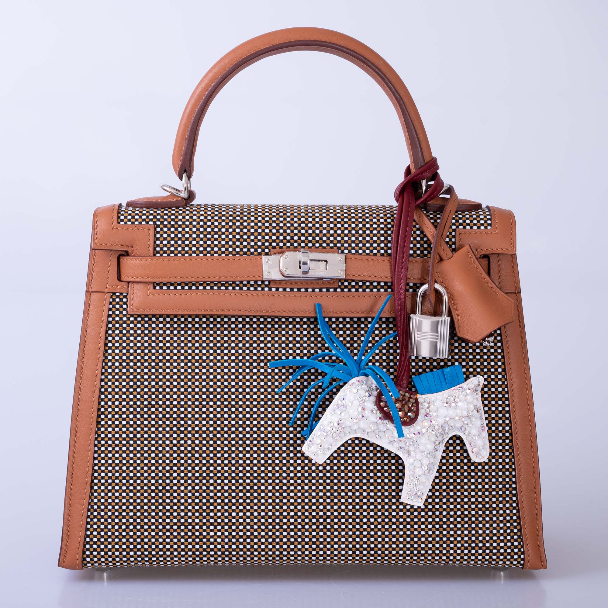 Hermès Rodeo Milo Blue Aztec and Ombré Charm Custom Swarovski PM