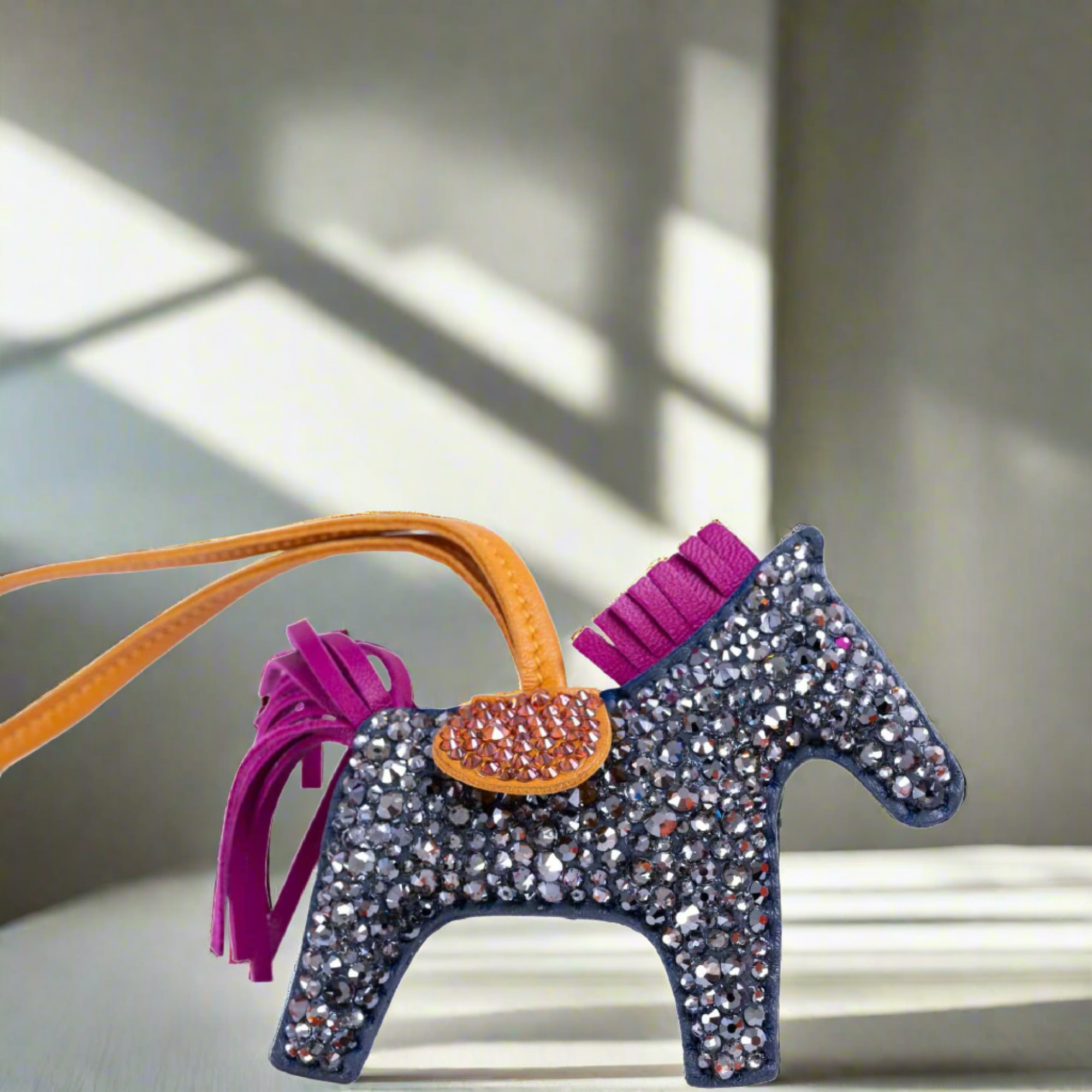 Hermès Rodeo Milo Grigri Light Gray Charm Custom Swarovski PM