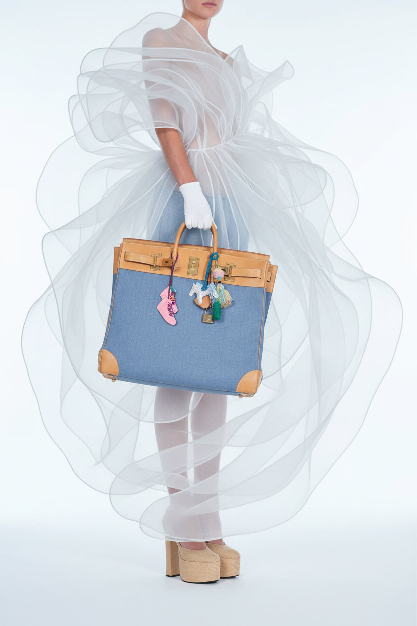 Hermès Rodeo Milo White Clear and Iridescent Charm Custom Swarovski PM