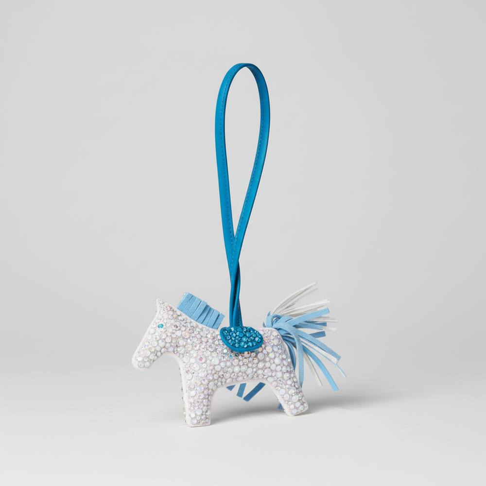 Hermès Rodeo Milo White Clear and Iridescent Charm Custom Swarovski PM