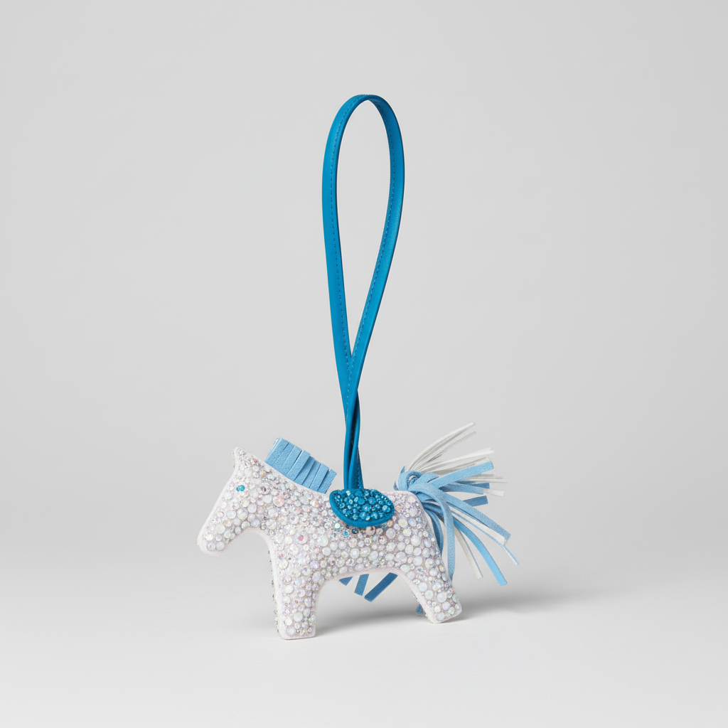 Hermès Rodeo Milo White Clear and Iridescent Charm Custom Swarovski PM