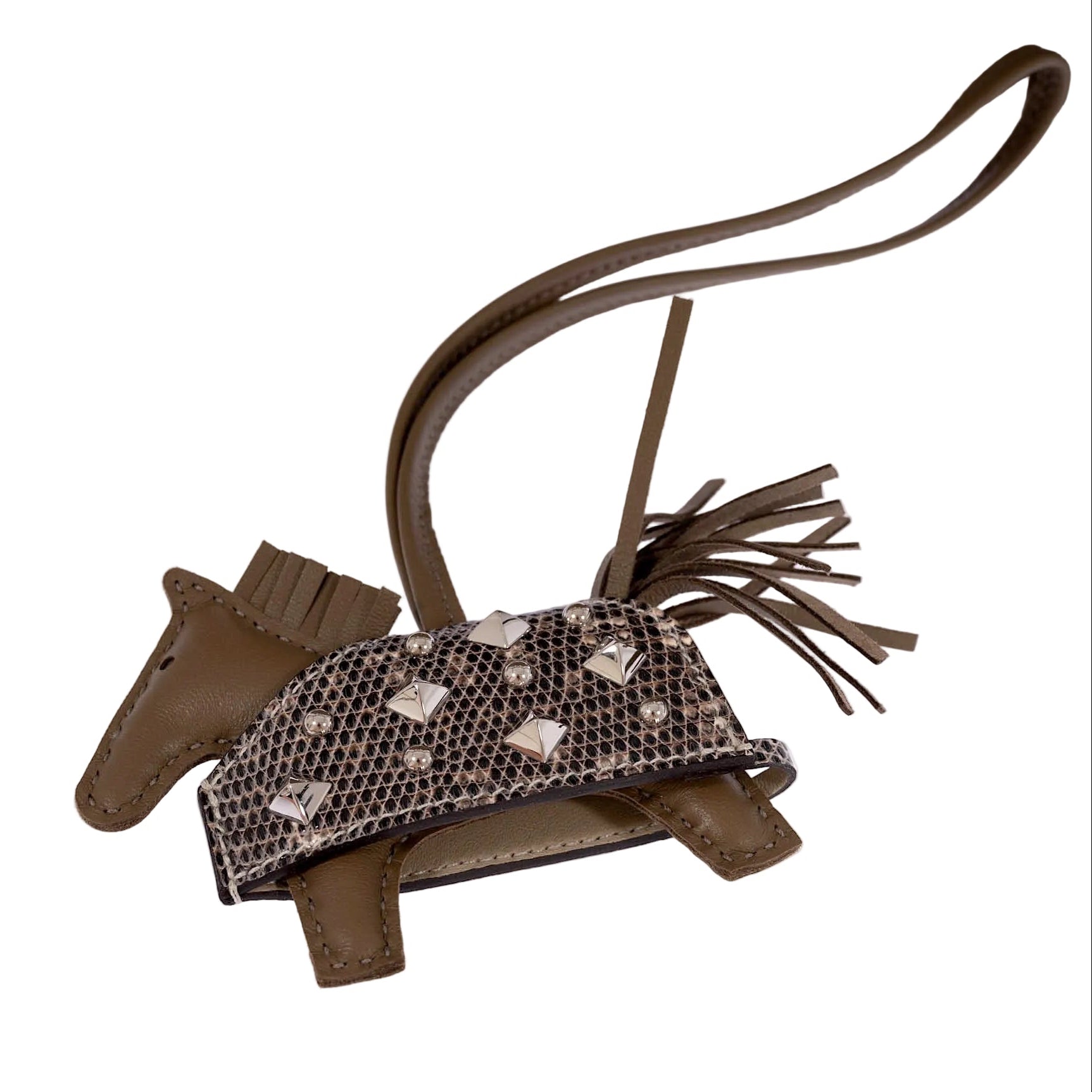 Hermès Rodeo PM Rock Charm Ombre Lizard & Milo Lambskin Palladium Studs