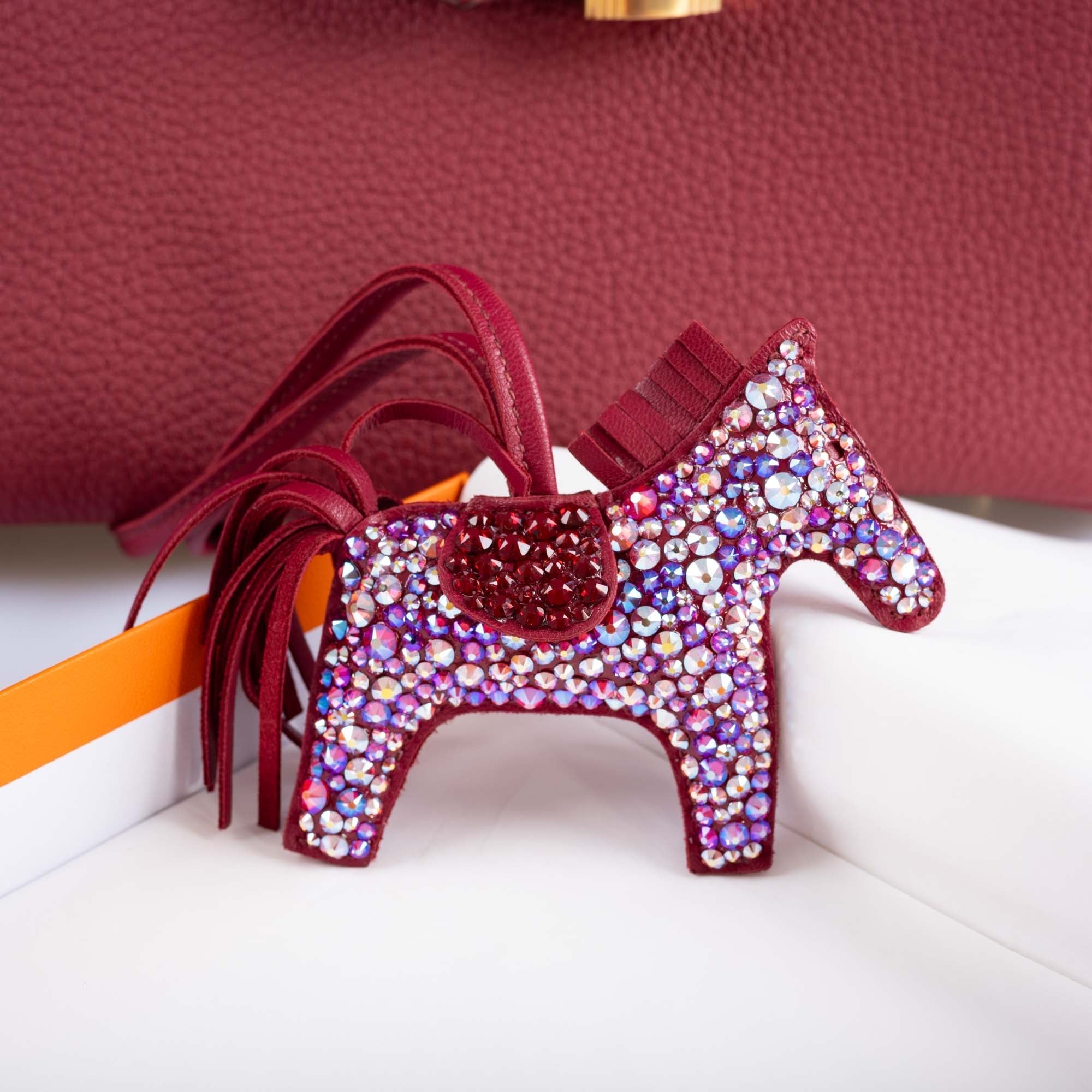 Hermès Rodeo Rubis Bag Charm Custom Swarovski PM