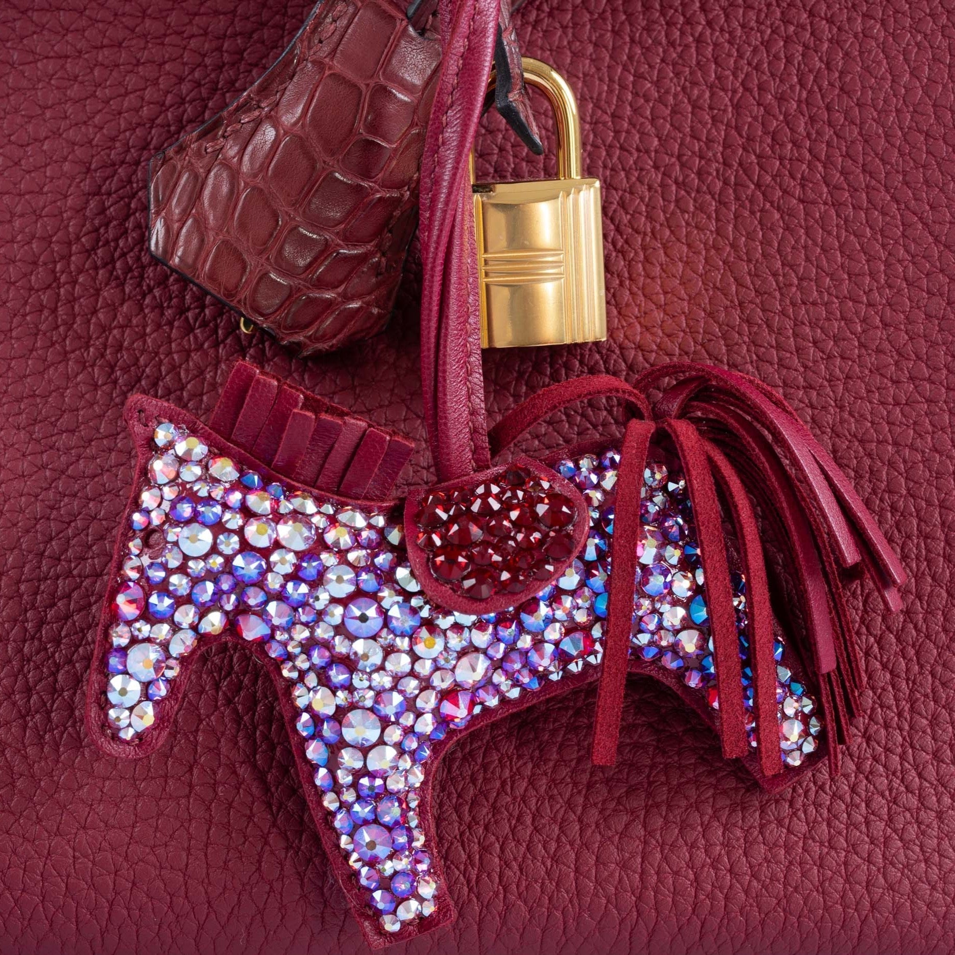 Hermès Rodeo Rubis Bag Charm Custom Swarovski PM