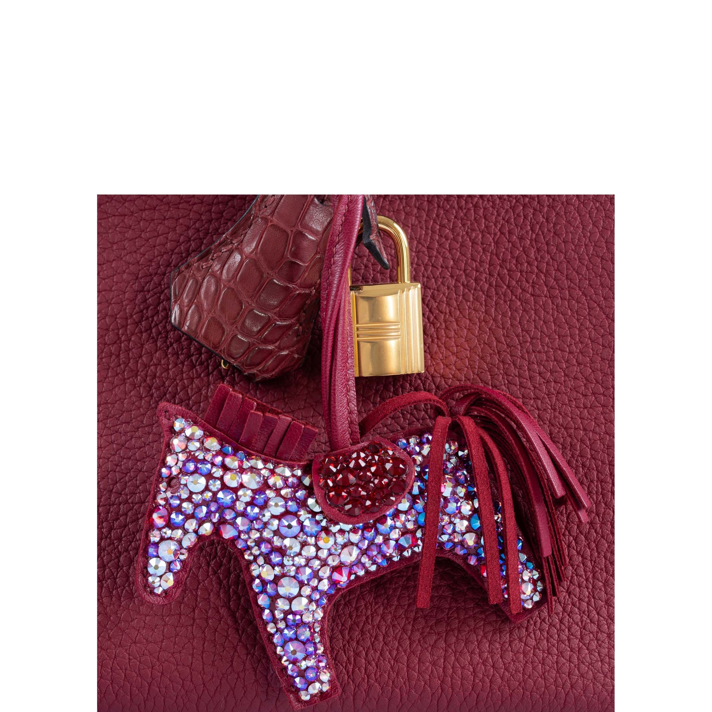 Hermès Rodeo Rubis Bag Charm Custom Swarovski PM