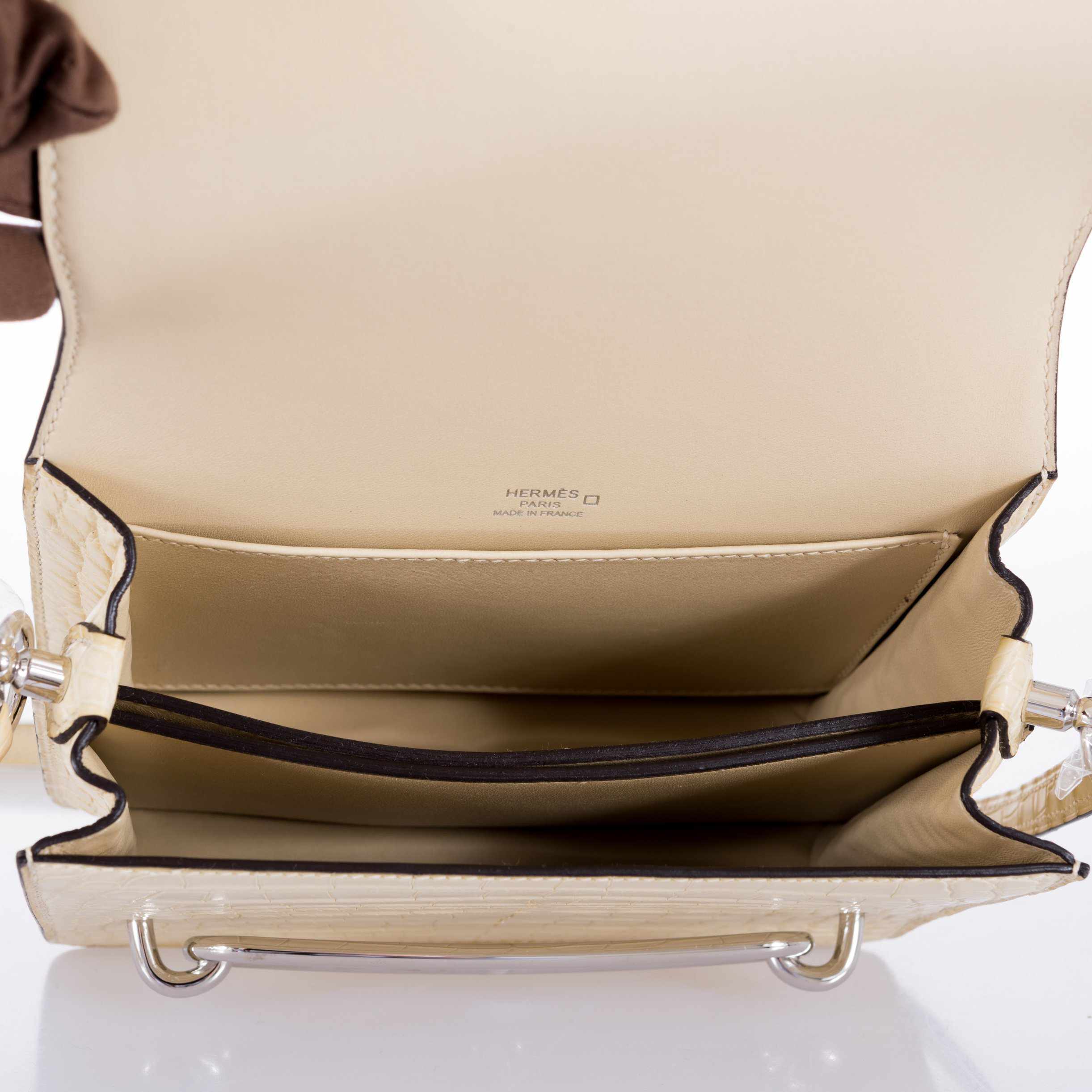 Hermès Roulis Mini Ombre Vanille Lazard Natura Alligator Missi Mat Palladium Hardware