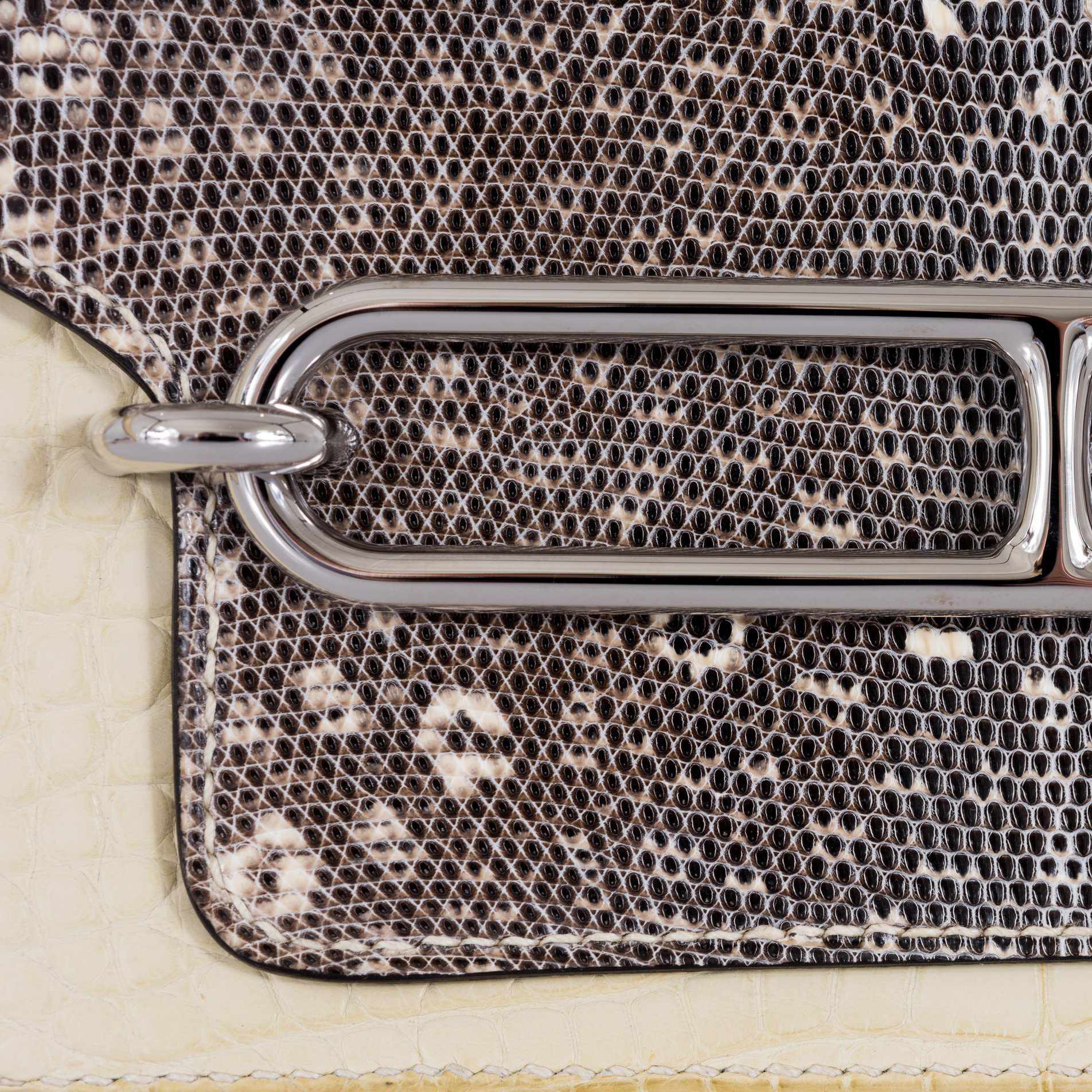 Hermès Roulis Mini Ombré Vanille Matte Alligator Mississippiensis/Natura Lézard Palladium Hardware