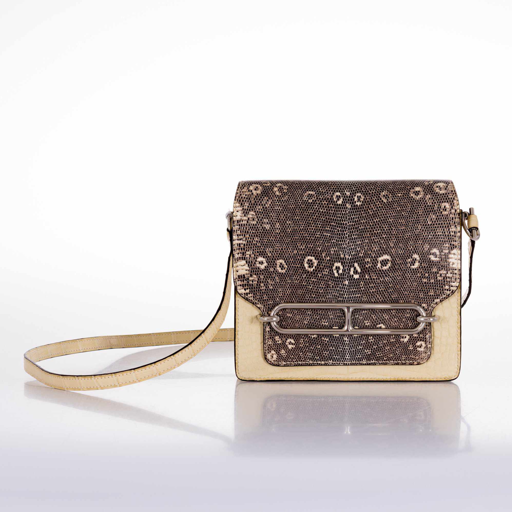 Hermès Roulis Mini Ombré Vanille Matte Alligator Mississippiensis/Natura Lézard Palladium Hardware