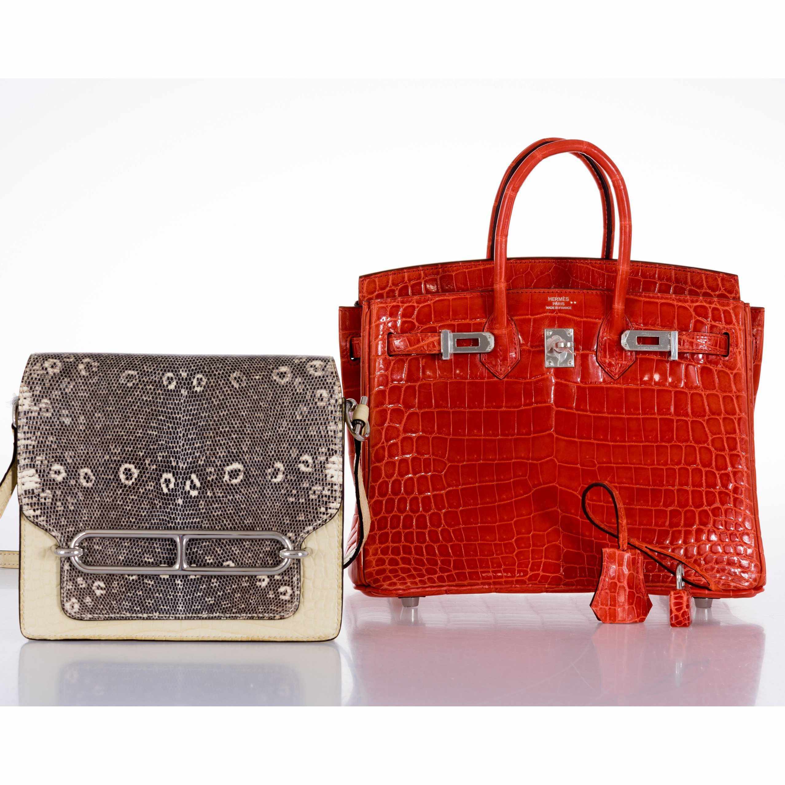 Hermès Roulis Mini Ombré Vanille Matte Alligator Mississippiensis/Natura Lézard Palladium Hardware