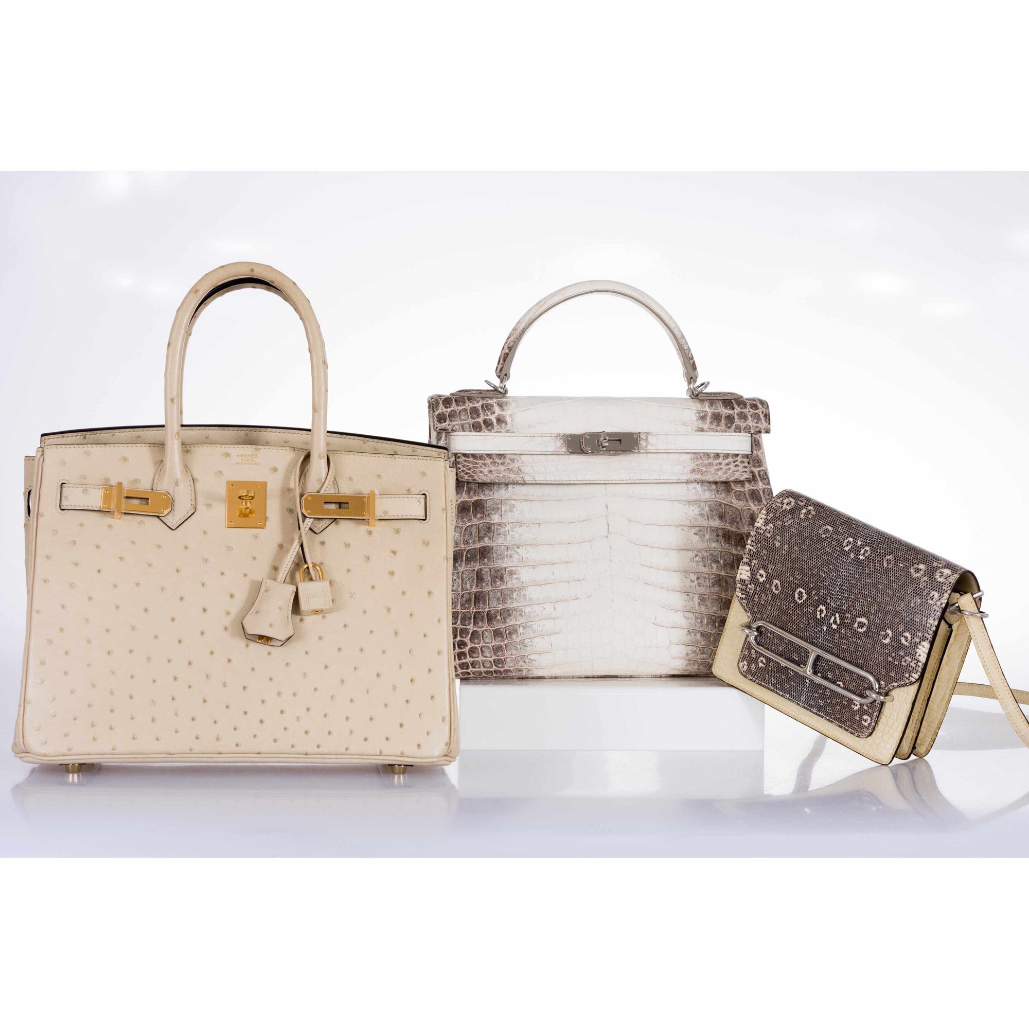 Hermès Roulis Mini Ombré Vanille Matte Alligator Mississippiensis/Natura Lézard Palladium Hardware