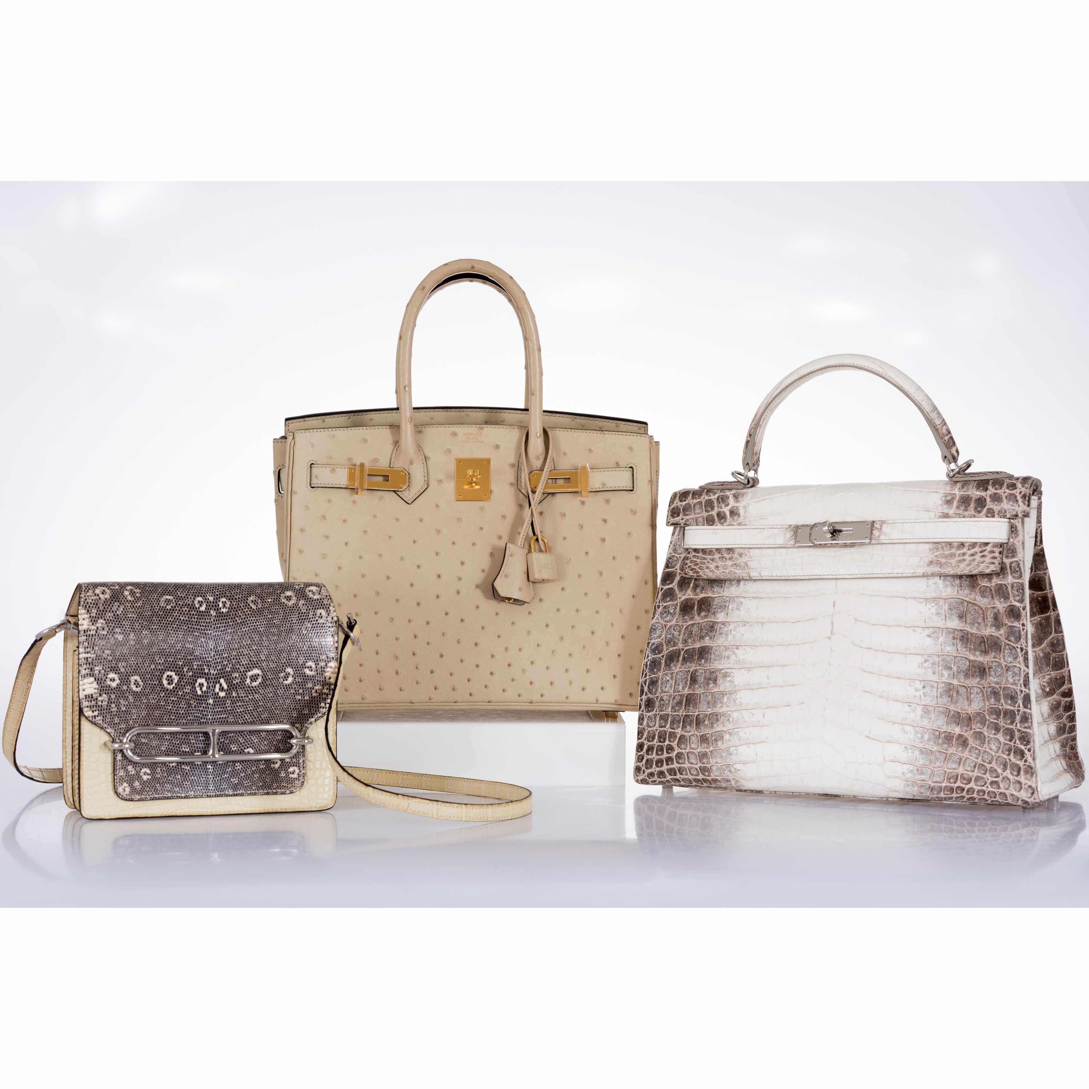 Hermès Roulis Mini Ombré Vanille Matte Alligator Mississippiensis/Natura Lézard Palladium Hardware