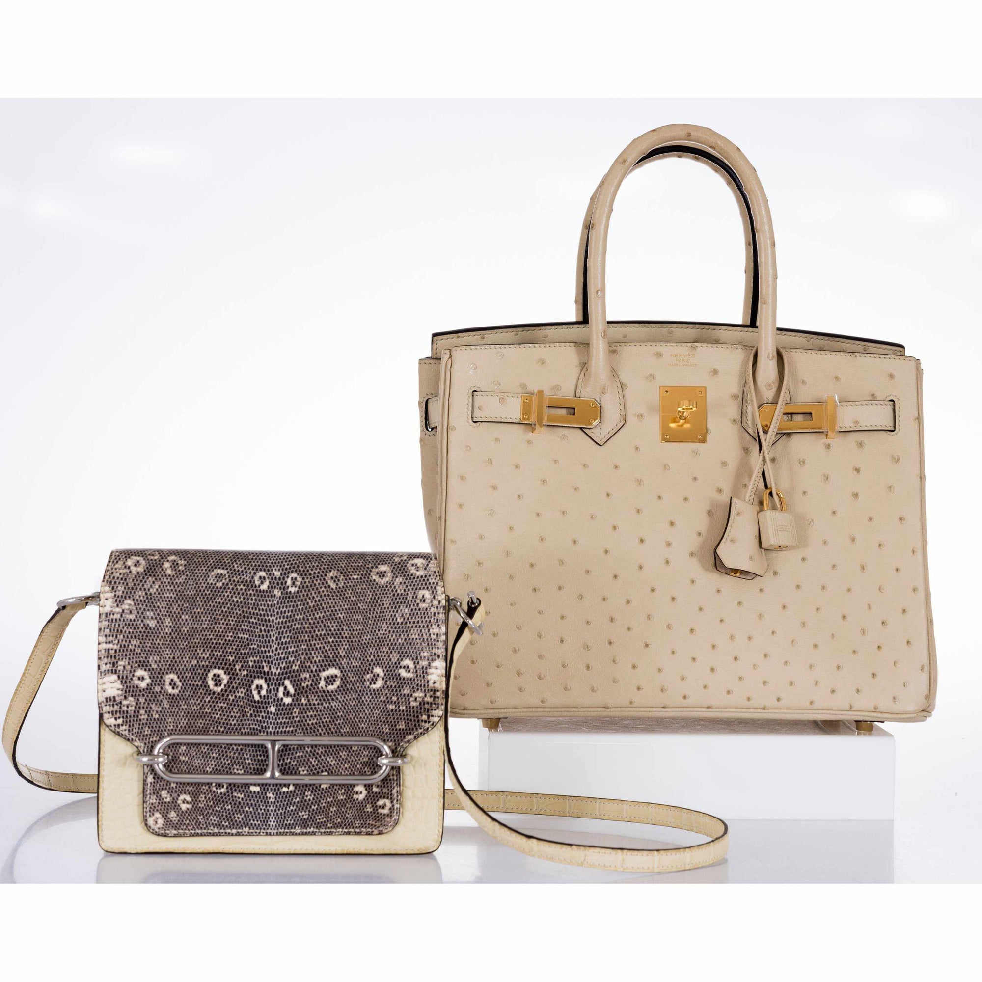Hermès Roulis Mini Ombré Vanille Matte Alligator Mississippiensis/Natura Lézard Palladium Hardware