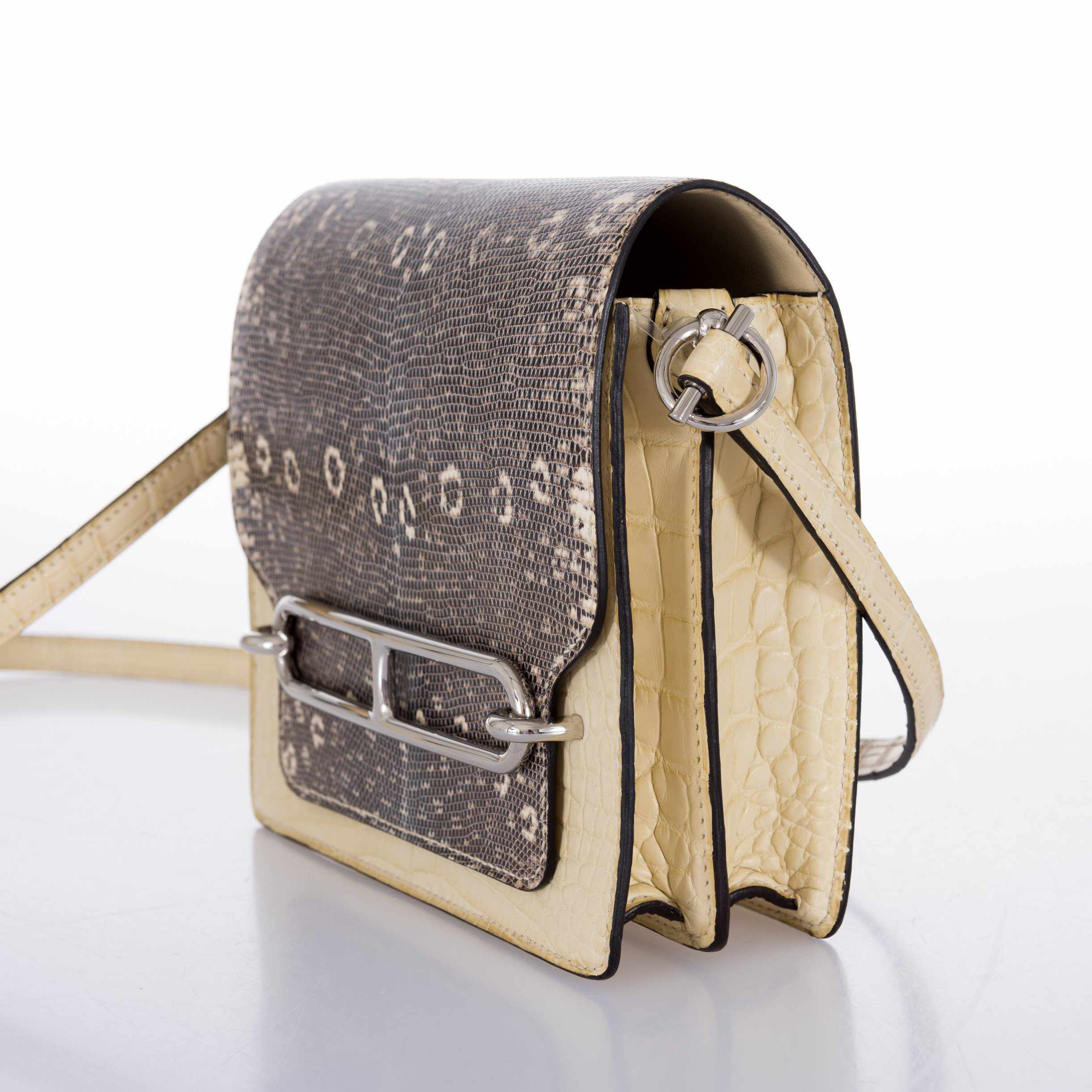 Hermès Roulis Mini Ombré Vanille Matte Alligator Mississippiensis/Natura Lézard Palladium Hardware
