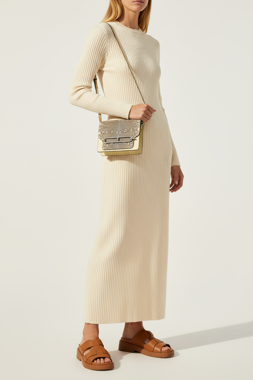 Hermès Roulis Mini Ombré Vanille Matte Alligator Mississippiensis/Natura Lézard Palladium Hardware