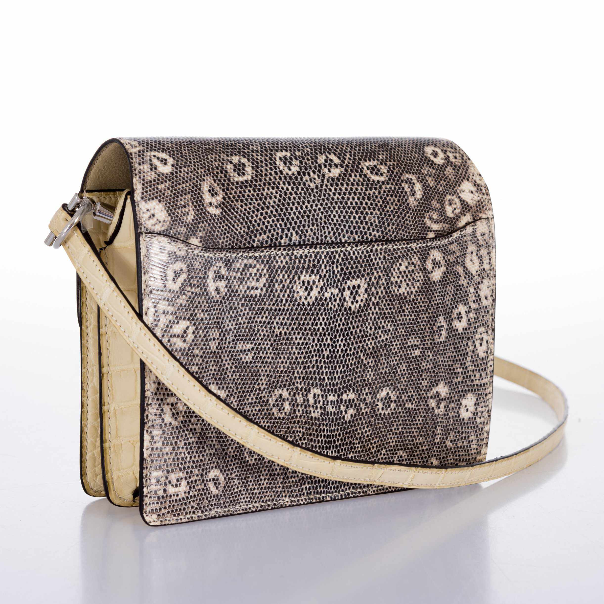 Hermès Roulis Mini Ombré Vanille Matte Alligator Mississippiensis/Natura Lézard Palladium Hardware