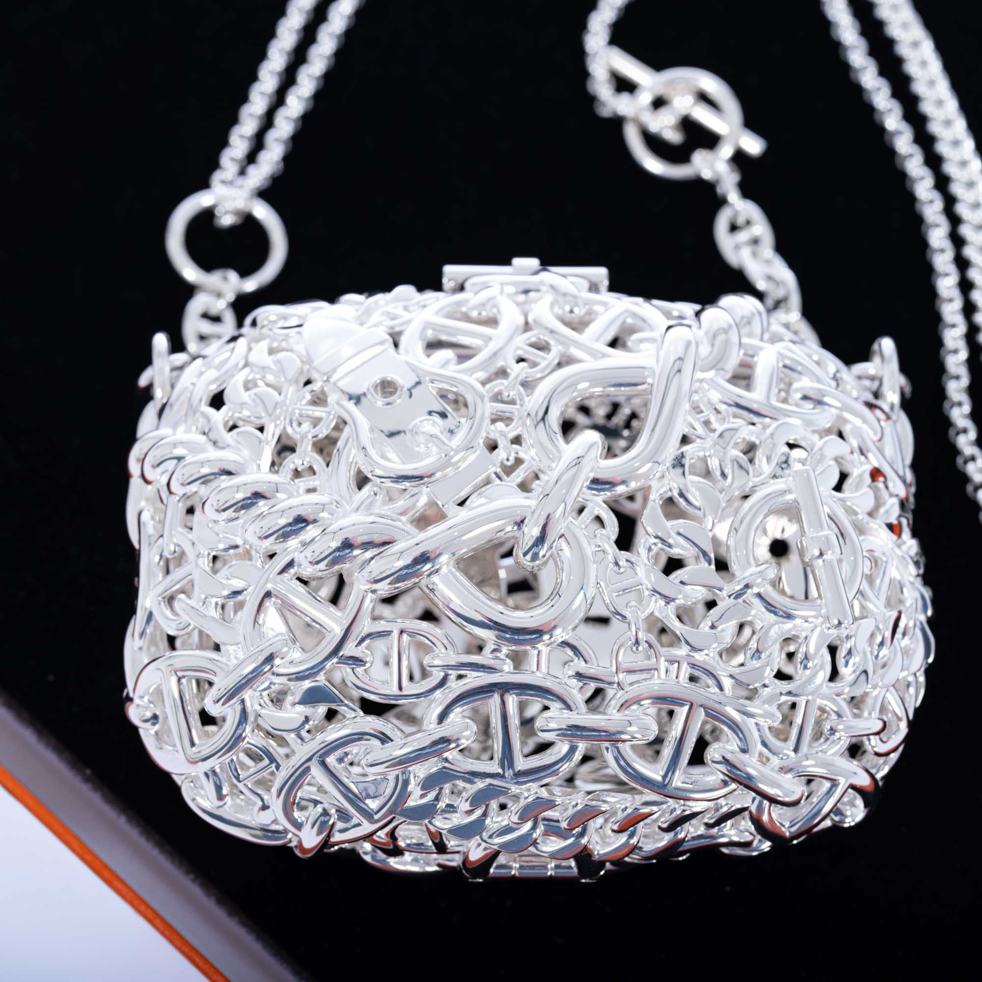 Hermès Sac Bijou Chaîne d’Ancre Sterling Silver Minaudière