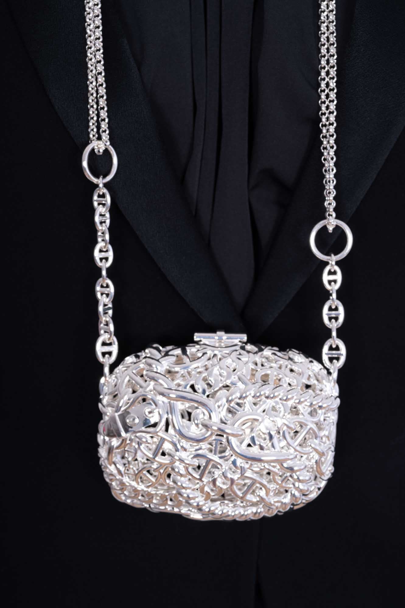 Hermès Sac Bijou Chaîne d’Ancre Sterling Silver Minaudière