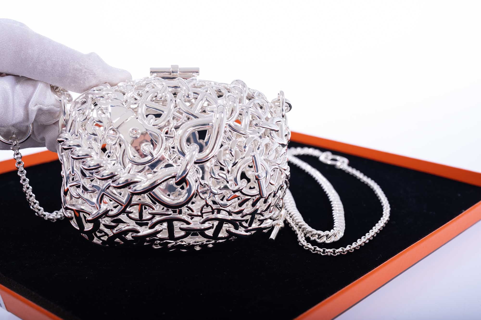 Hermès Sac Bijou Chaîne d’Ancre Sterling Silver Minaudière