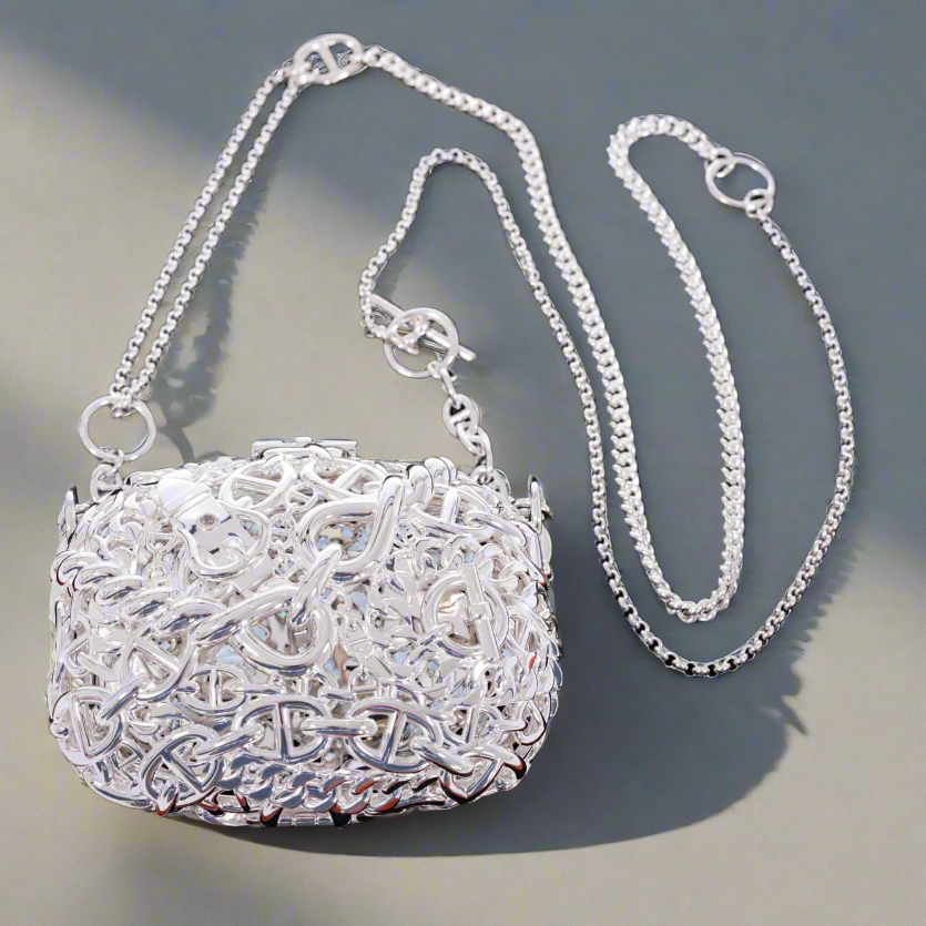 Hermès Sac Bijou Chaîne d’Ancre Sterling Silver Minaudière