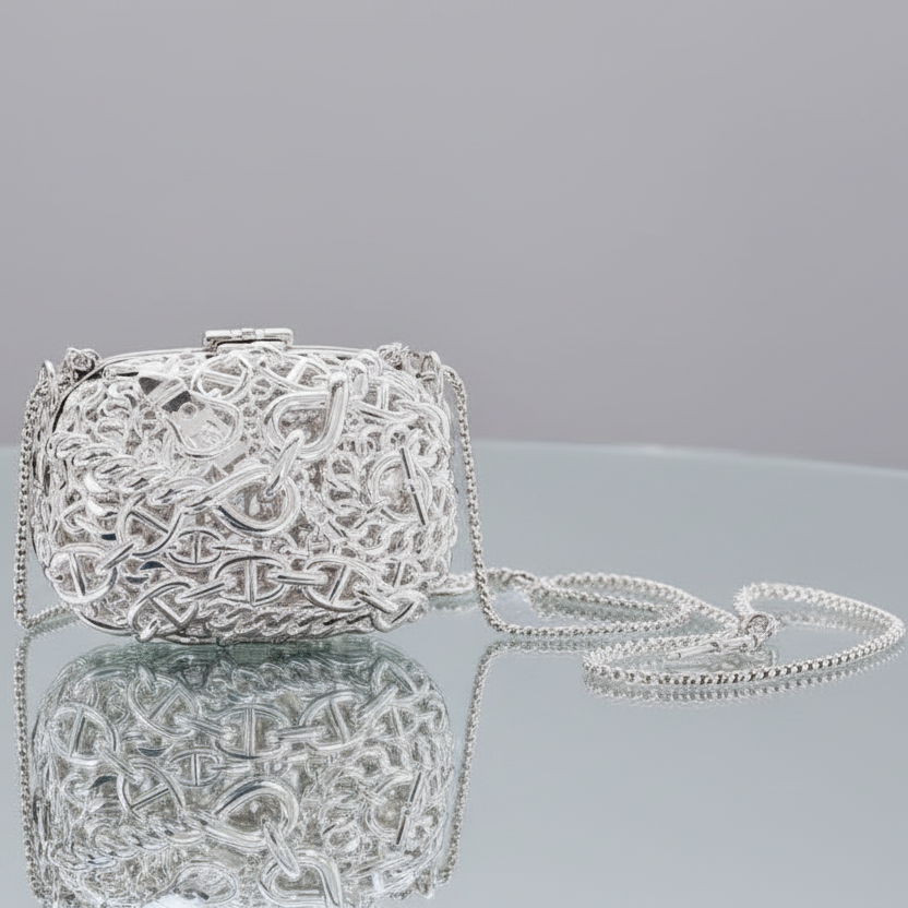 Hermès Sac Bijou Chaîne d’Ancre Sterling Silver Minaudière