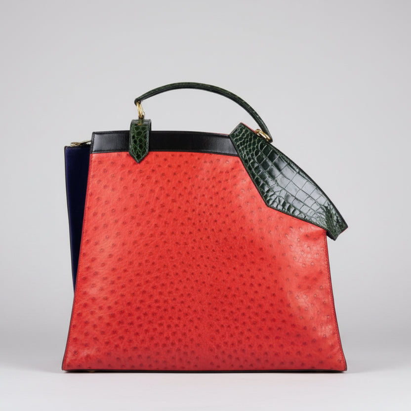 Hermès Sac Himalaya Symbiose Rouge Vif Ostrich Porosus Crocodile Gold Hardware
