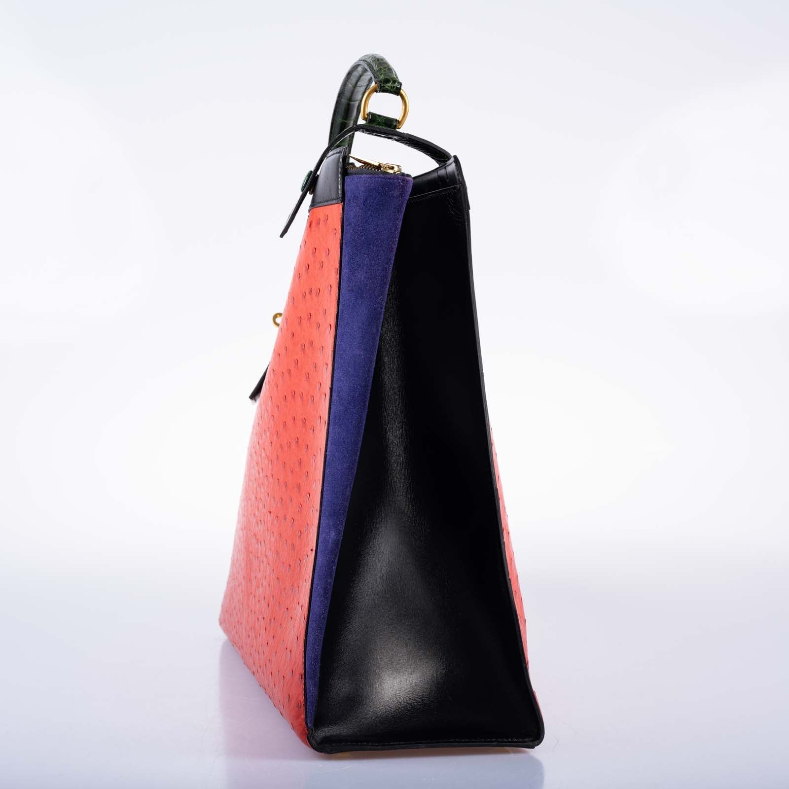 Hermès Sac Himalaya Symbiose Rouge Vif Ostrich Porosus Crocodile Gold Hardware