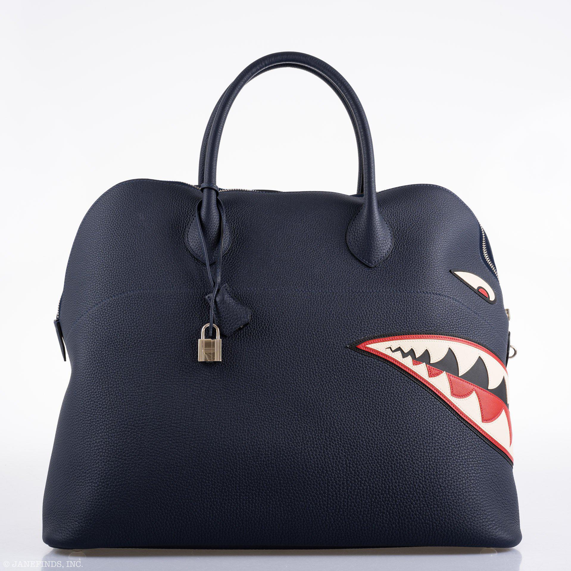 Hermès Shark Bolide 45 Bleu Nuit Togo Palladium Hardware