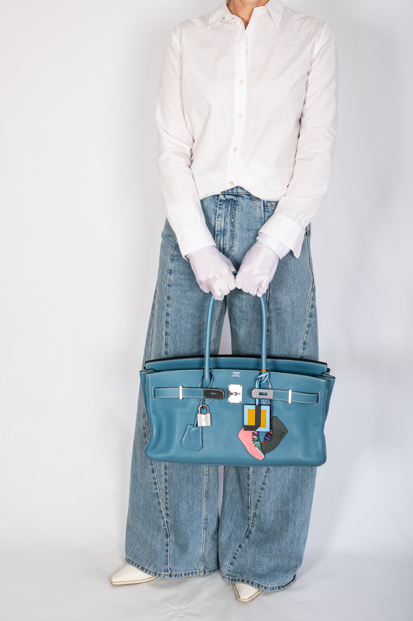 Hermès Shoulder Birkin 42 JPG Bleu Jean Togo Palladium Hardware