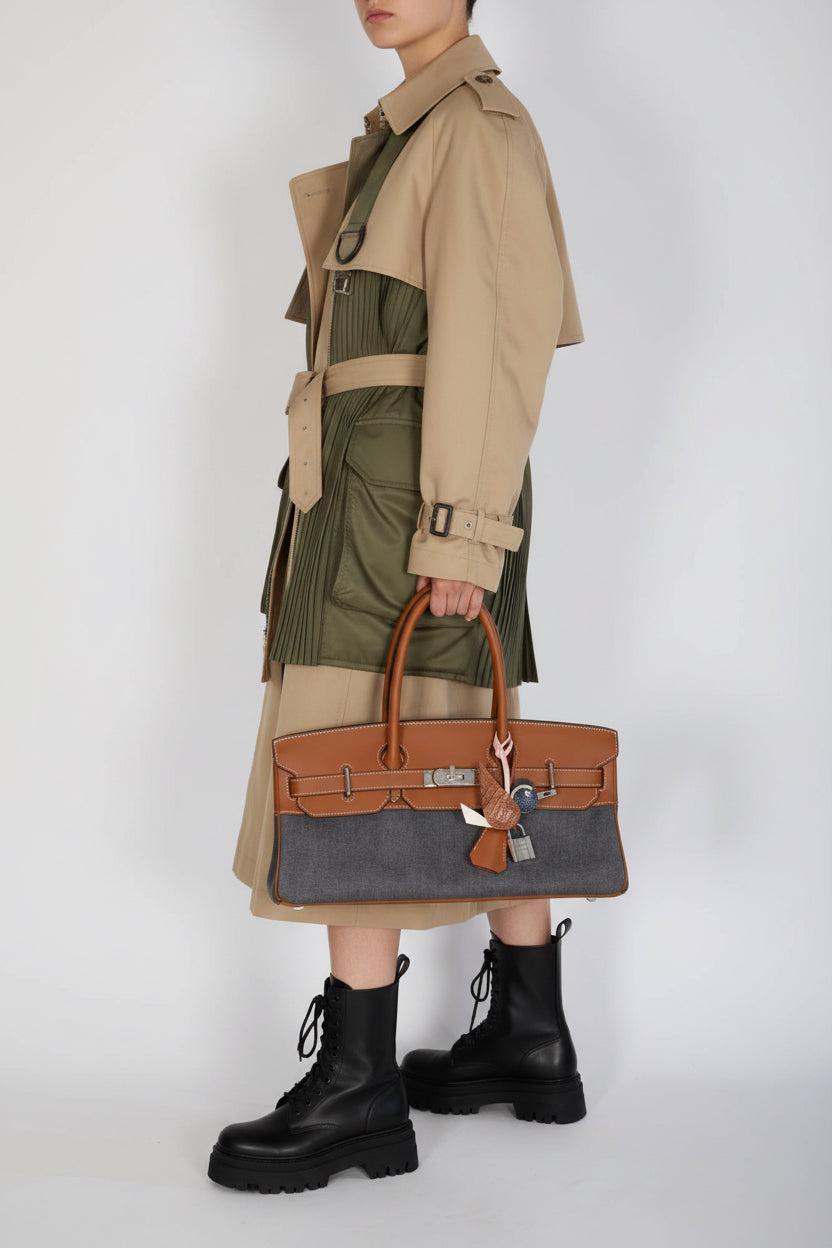 Hermès Shoulder Birkin 42 JPG Fauve Barenia and Dark Blue Denim Palladium Hardware