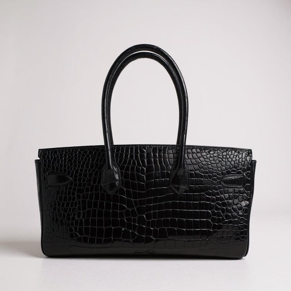 Hermès Shoulder Birkin 42 JPG II Shiny Black Porosus Crocodile Palladium Hardware