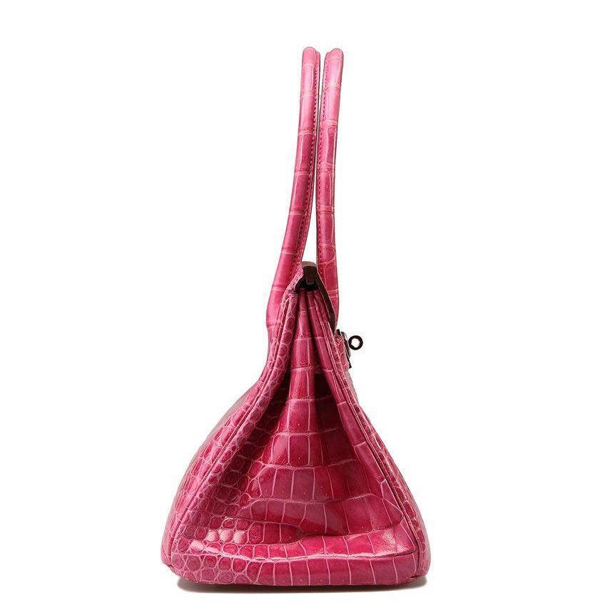 Hermès Shoulder Birkin 42 JPG Rose Tyrien Shiny Porosus Crocodile Palladium Hardware