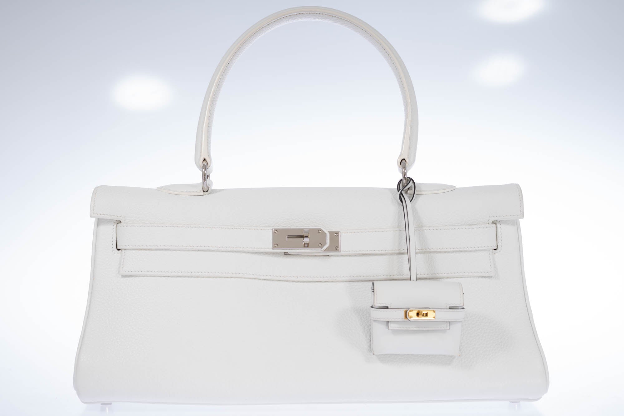Hermès Shoulder Kelly 42 JPG Blanc Clemence Palladium Hardware
