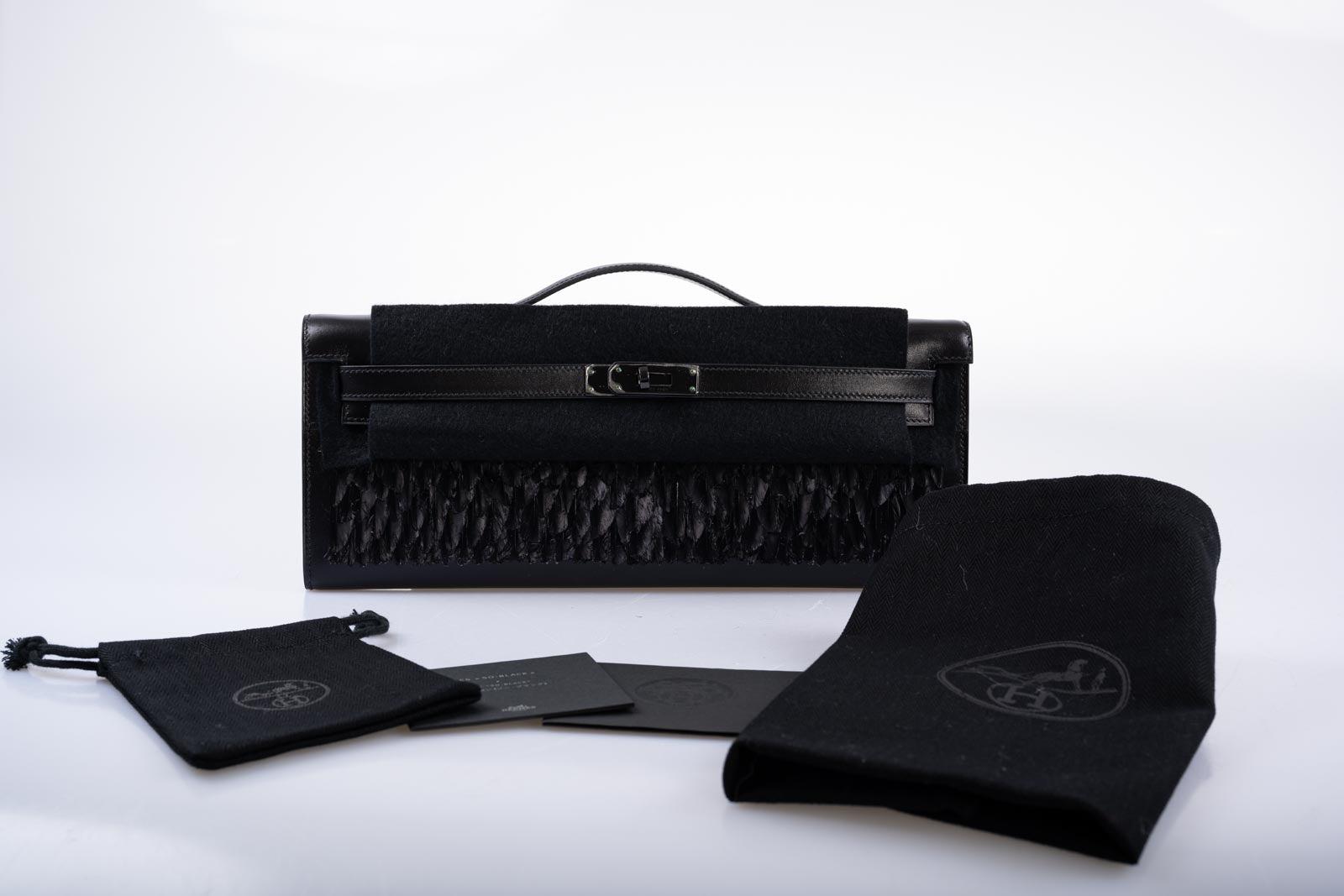 Hermès So Black Feather Kelly Cut Black Box PVD Hardware