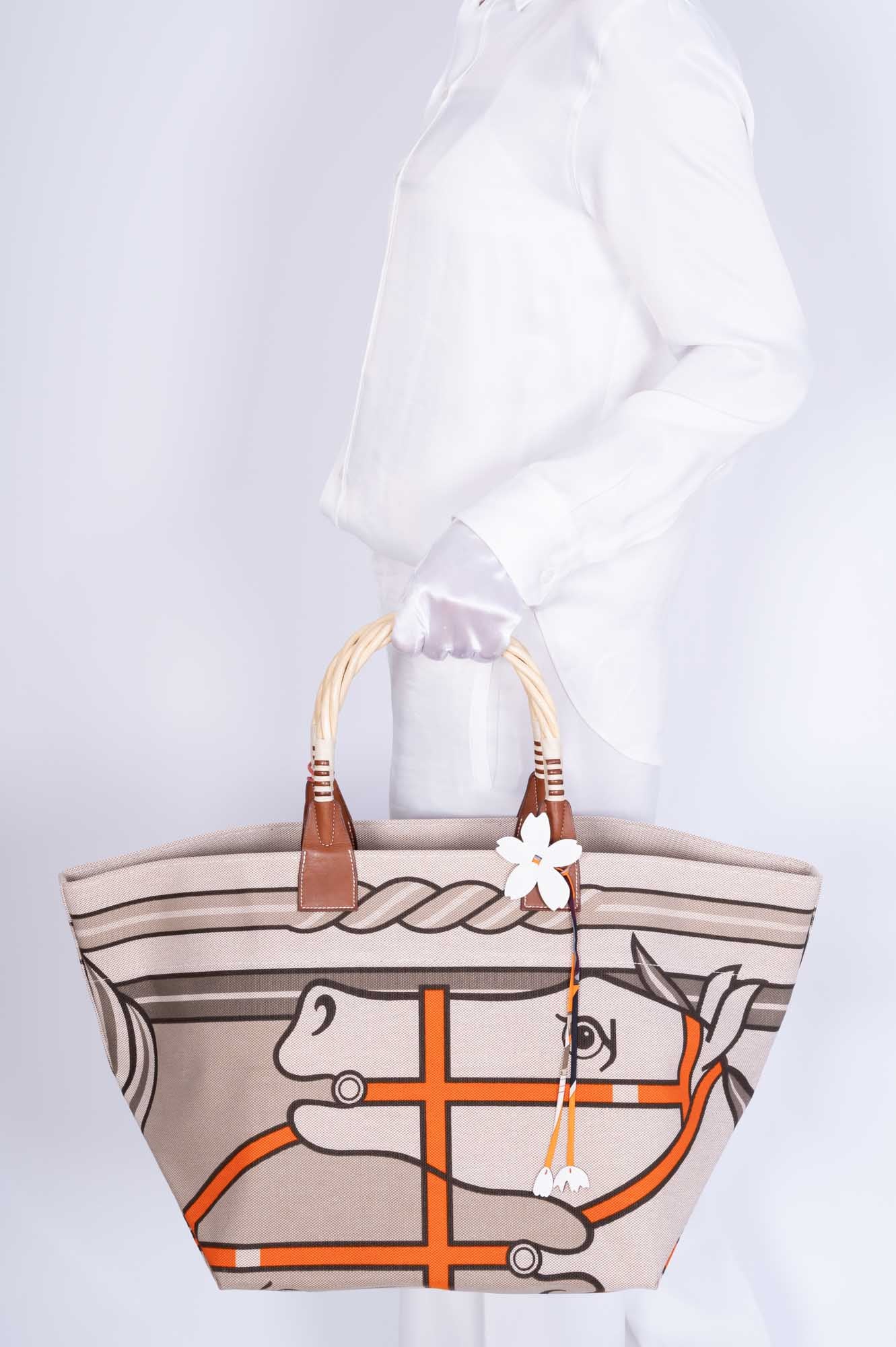 Hermès Steeple 31 Quadriga H Canvas Fauve Barenia Tote