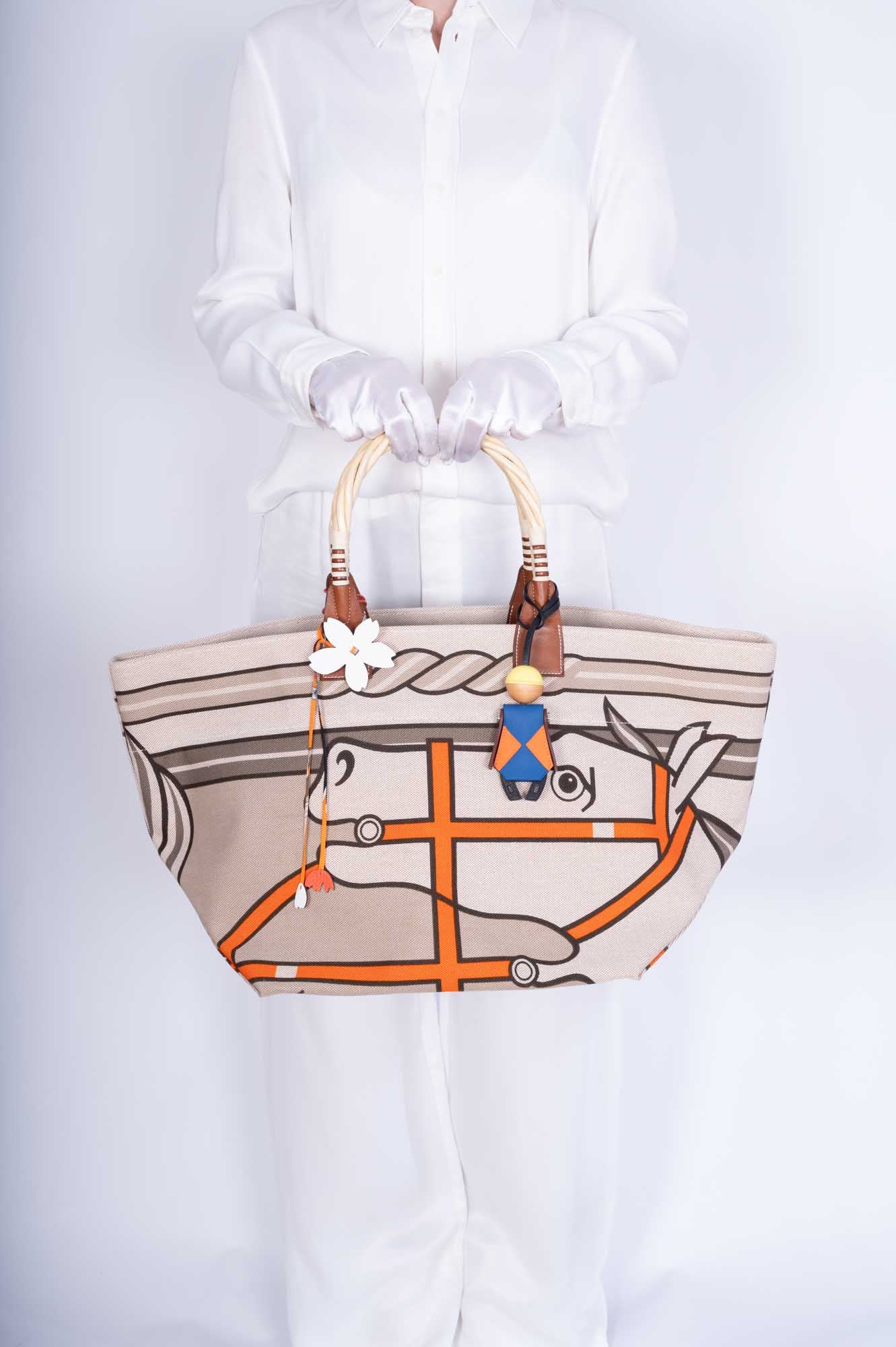 Hermès Steeple 31 Quadriga H Canvas Fauve Barenia Tote