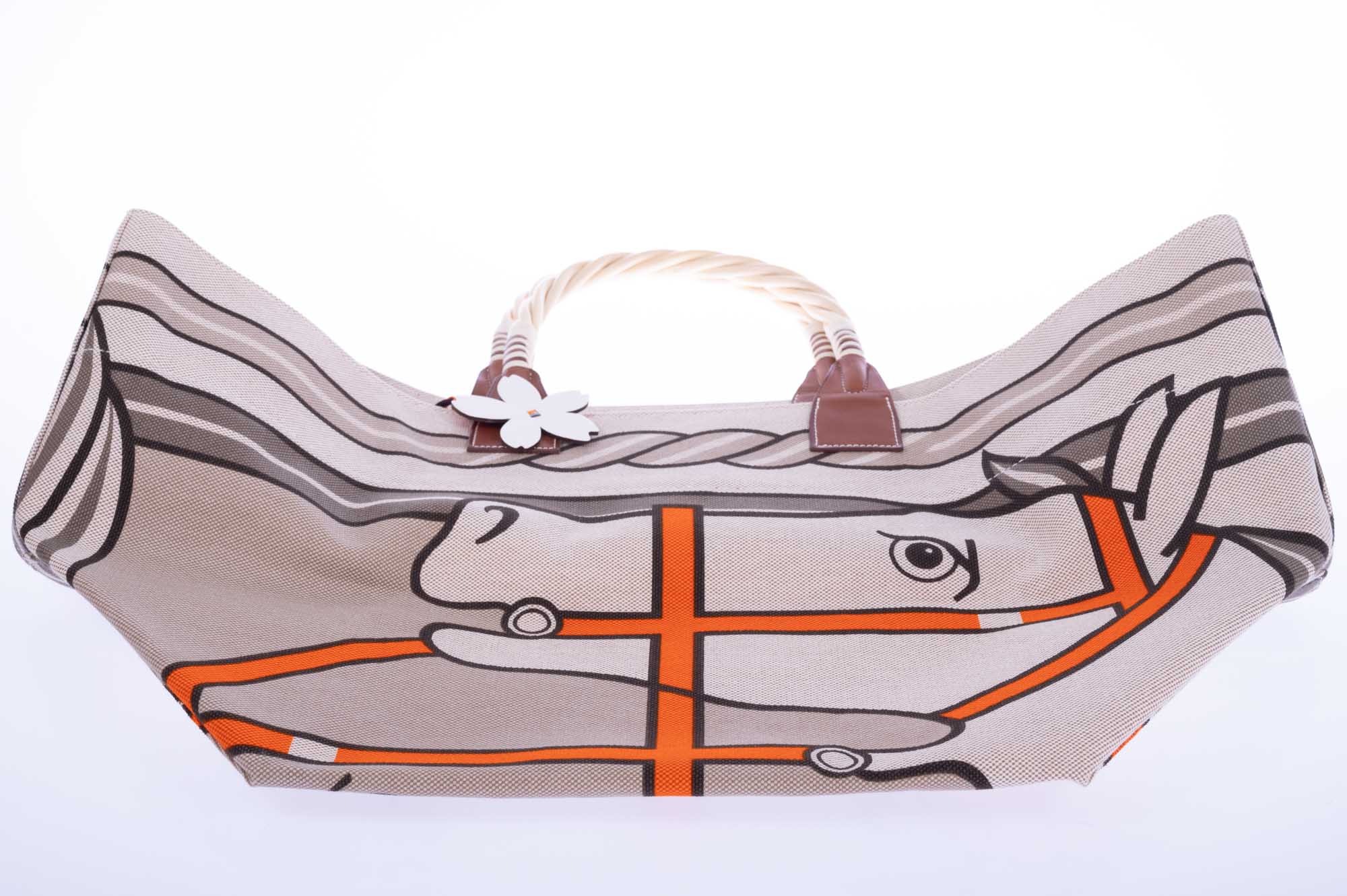 Hermès Steeple 31 Quadriga H Canvas Fauve Barenia Tote