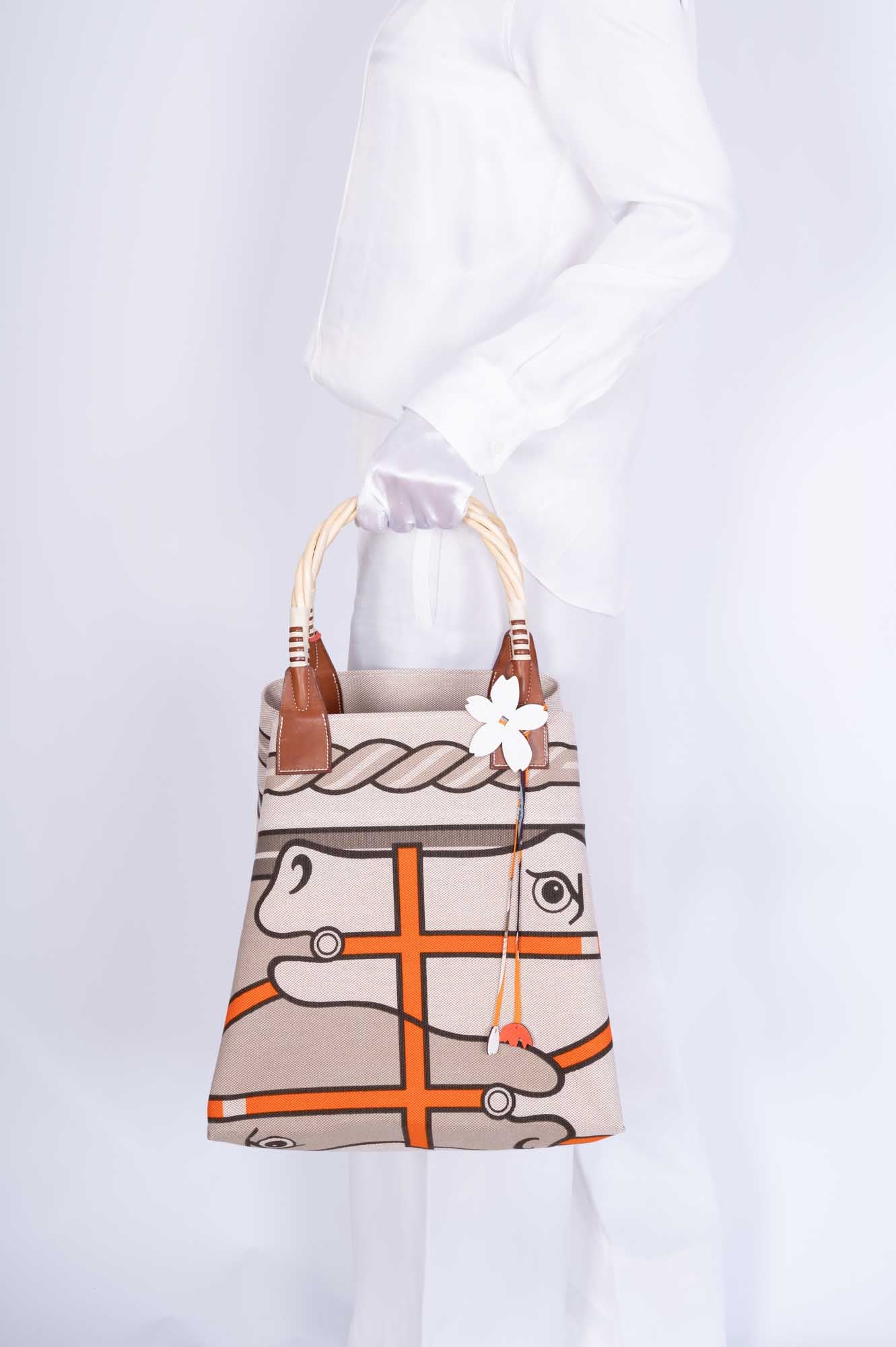 Hermès Steeple 31 Quadriga H Canvas Fauve Barenia Tote