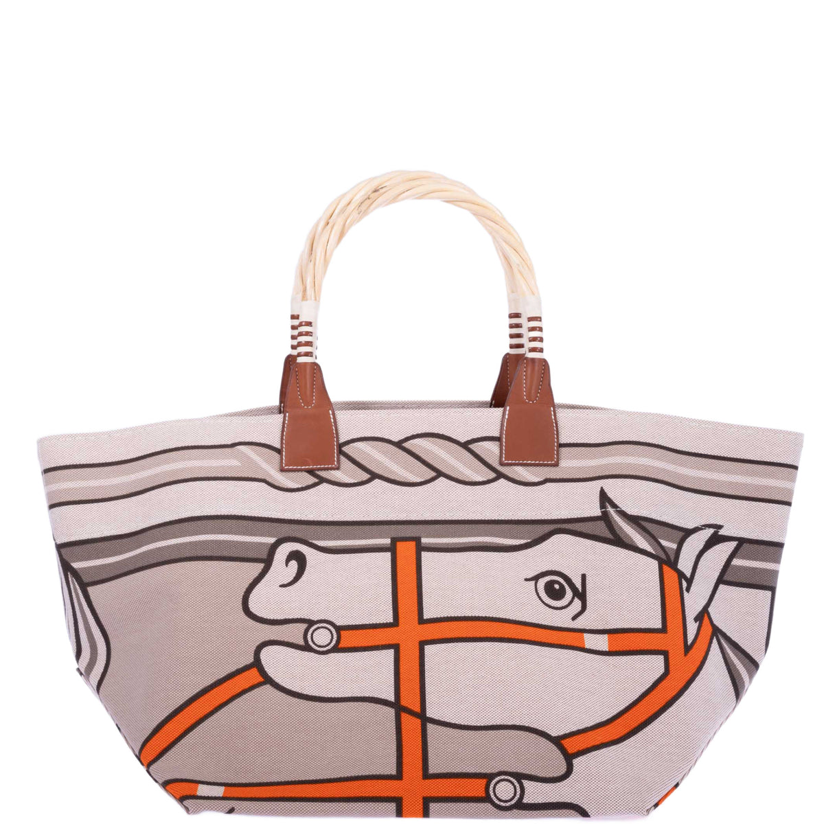 Hermès Steeple 31 Quadriga H Canvas Fauve Barenia Tote