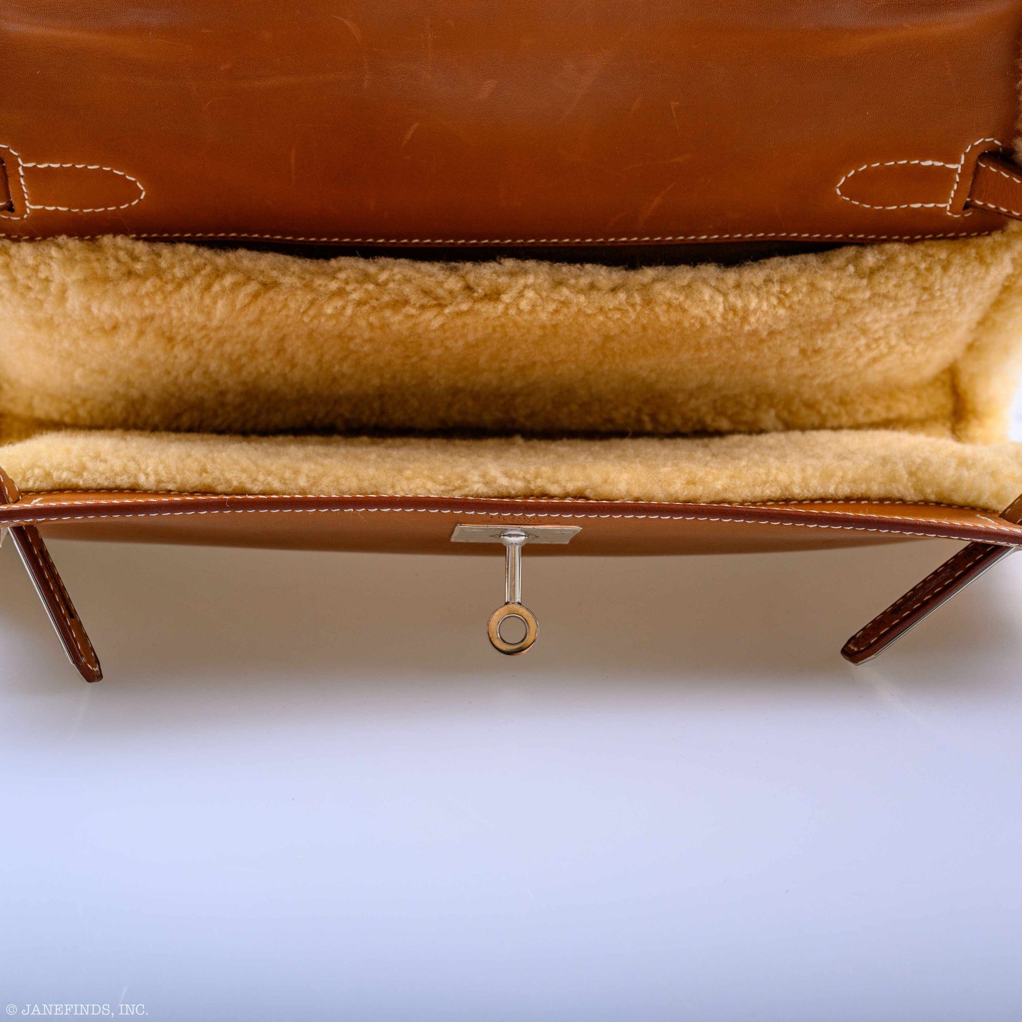 Hermès Teddy Kelly Clutch Barenia Mouton Shearling Palladium Hardware