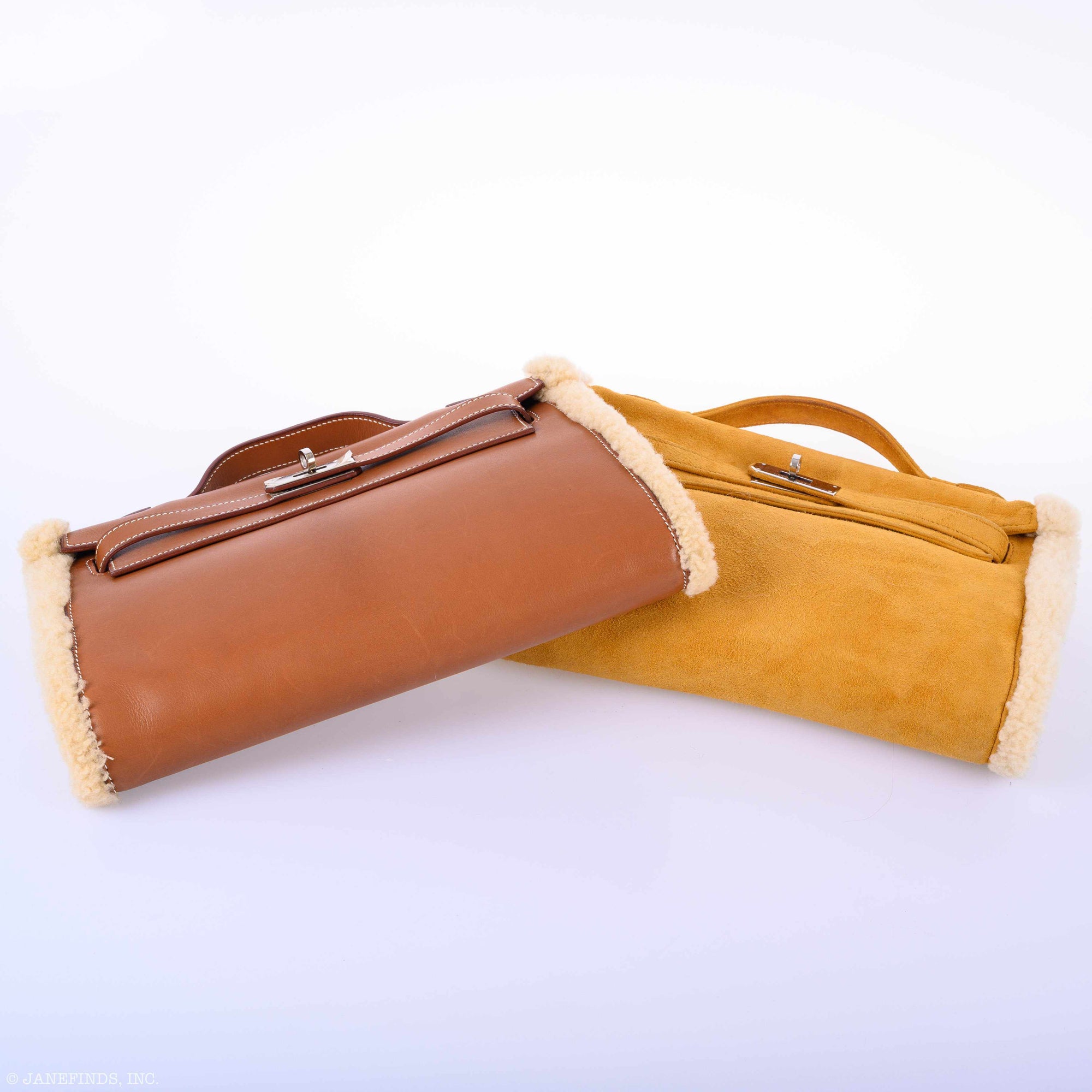 Hermès Teddy Kelly Muff Sable Doblis Suede & Mouton Shearling Palladium Hardware