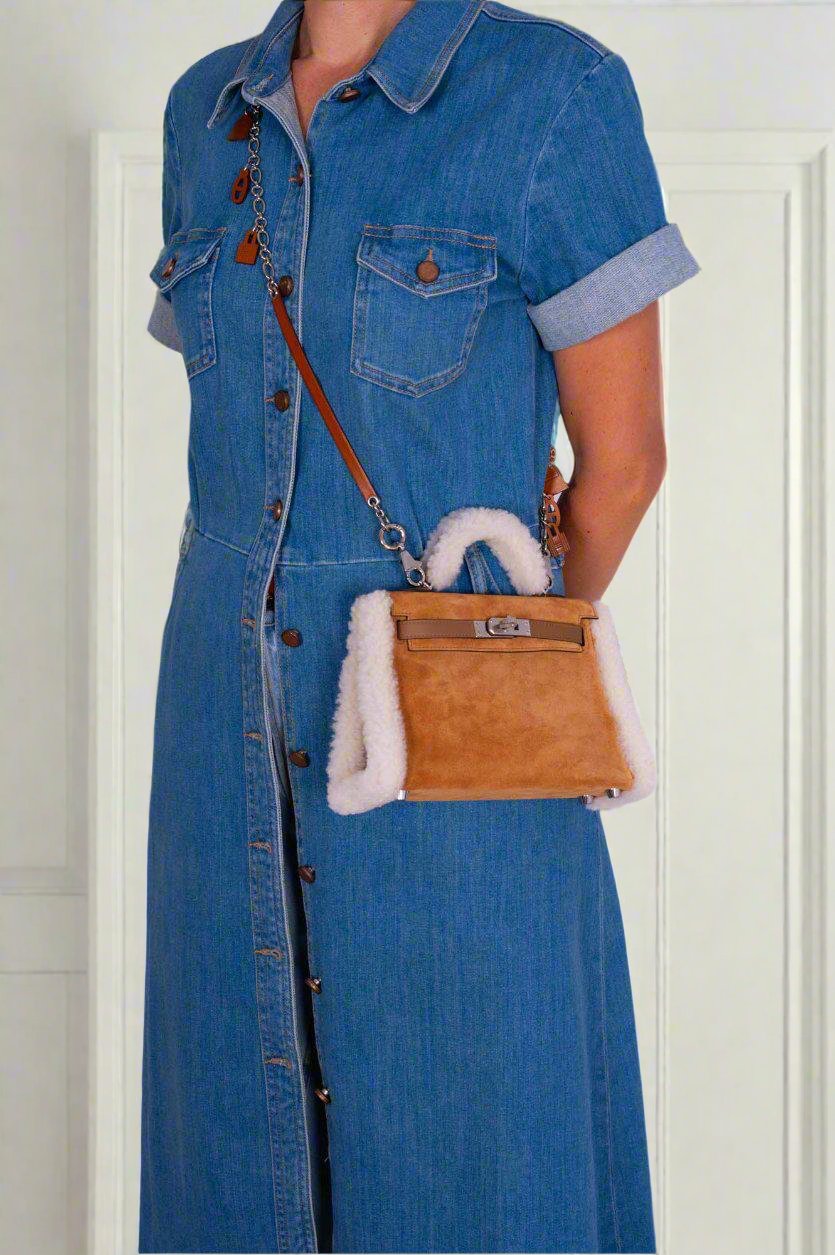 Hermès Teddy Mini Kelly 20 Chamois Grizzly, Alezan Swift and Ecru