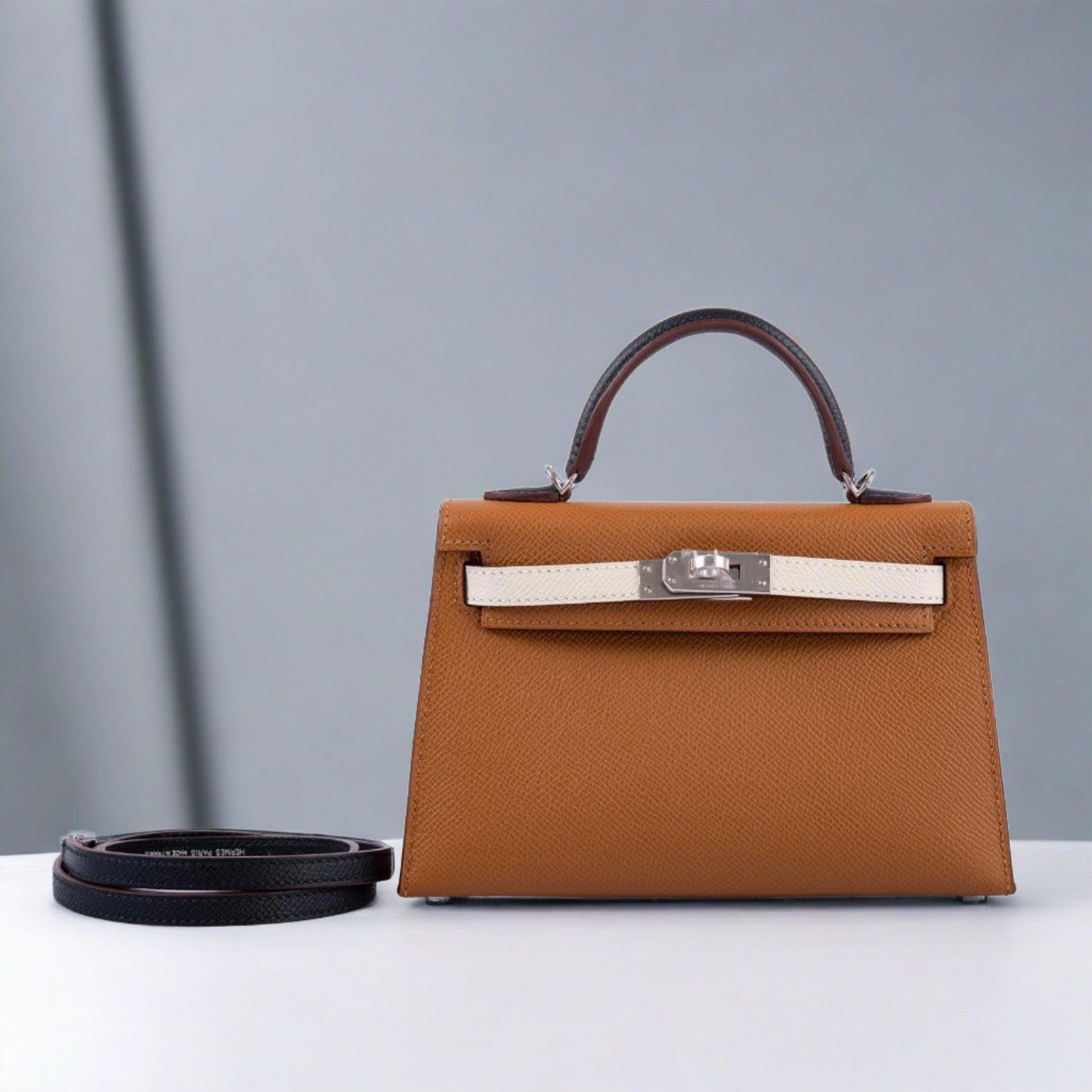 Hermès Tricolor Mini Kelly 20 Gold, Nata, and Black Epsom Palladium Hardware