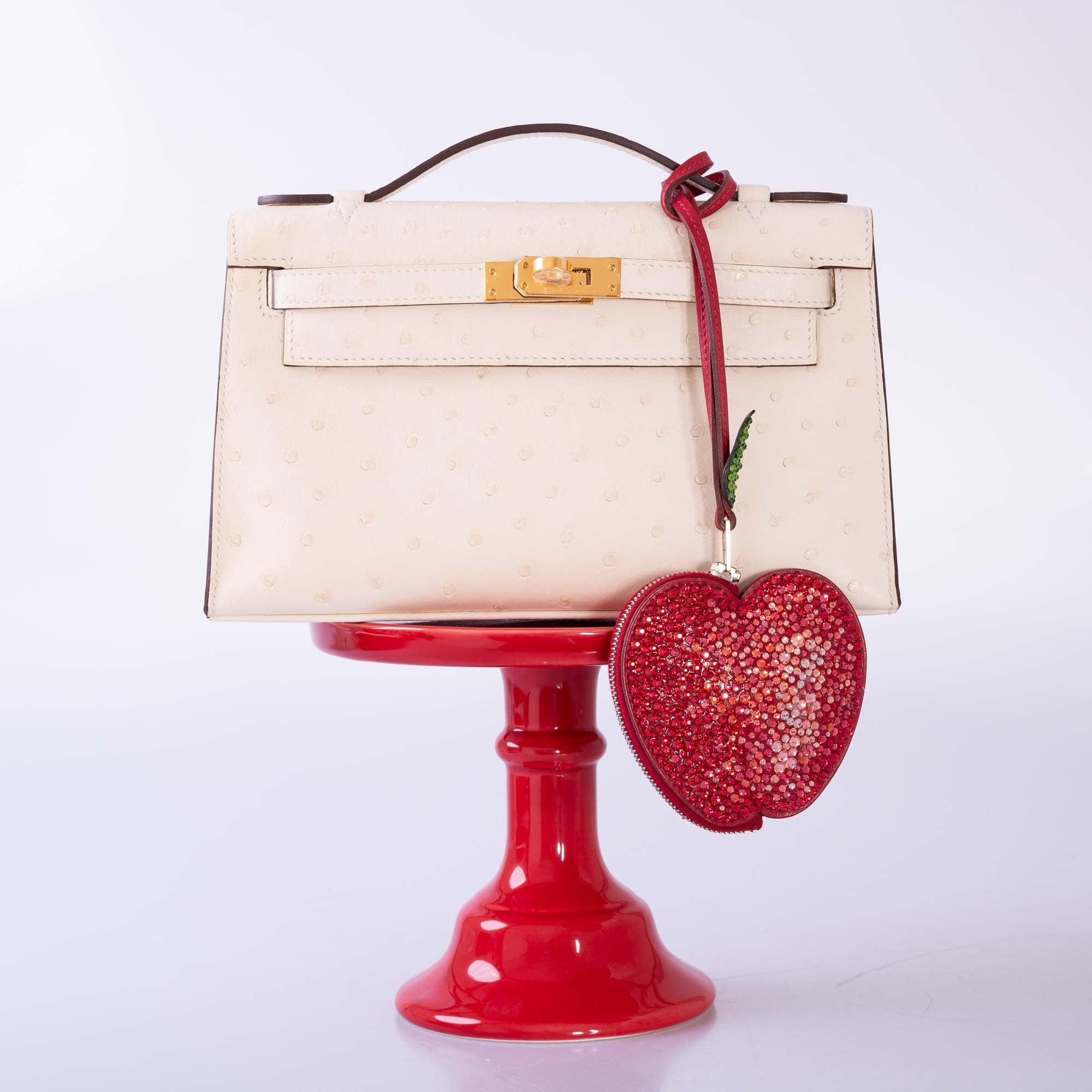 Hermès Tutti Frutti Apple Charm Coin Purse JaneFinds Custom Shop Swarovski Crystal Red Ombré