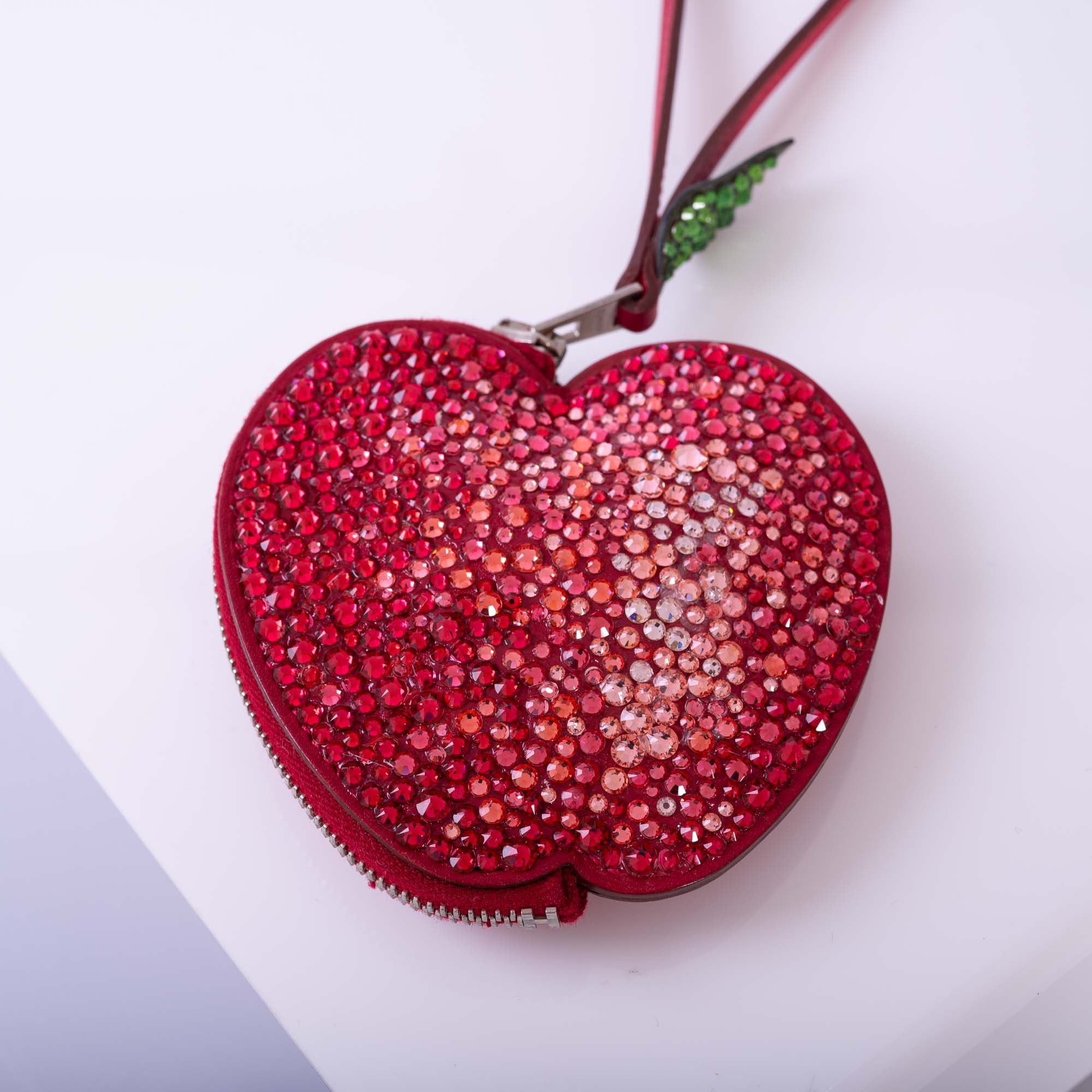 Hermès Tutti Frutti Apple Charm Coin Purse JaneFinds Custom Shop Swarovski Crystal Red Ombré