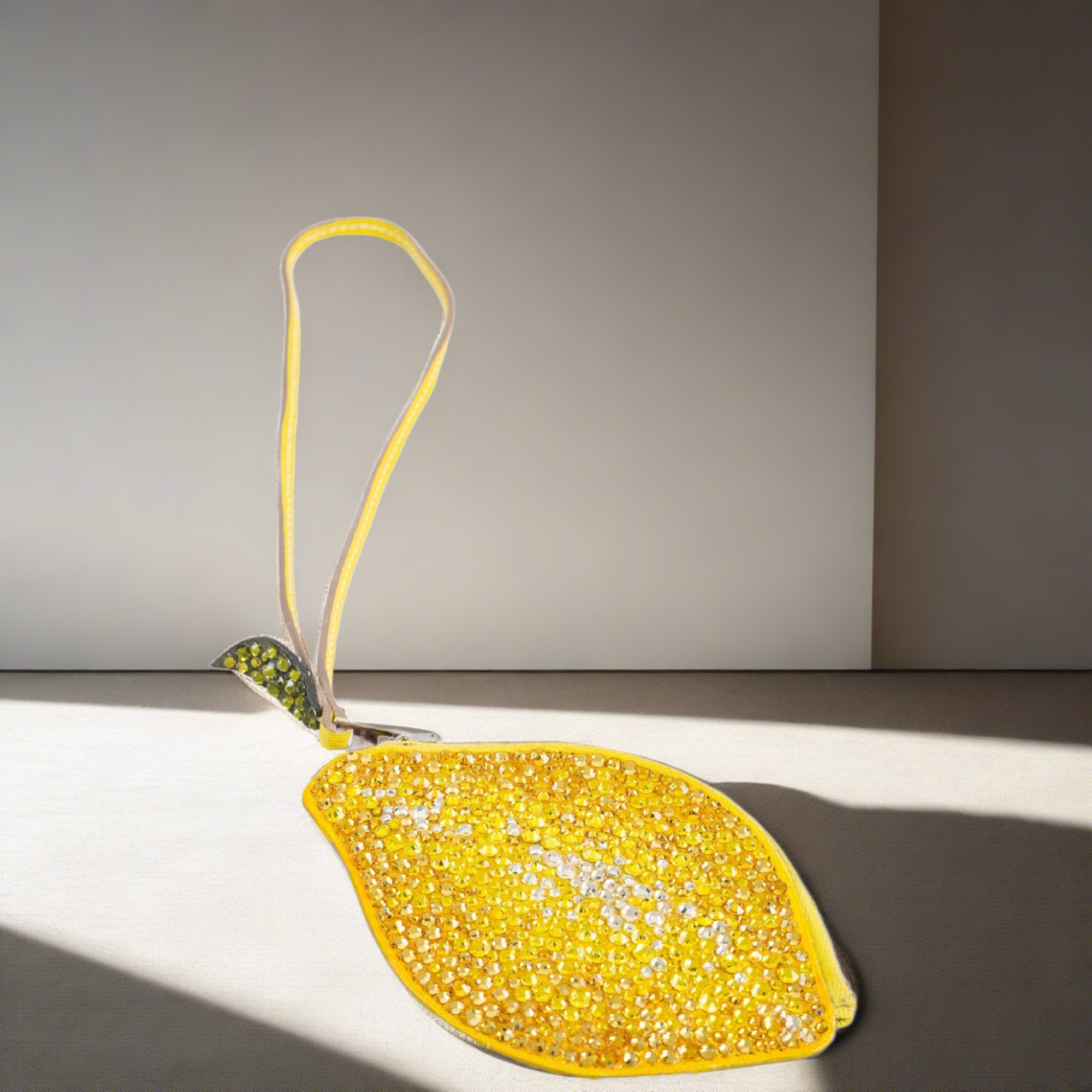 Hermès Tutti Frutti Lemon Porte-Monnaie Coin Purse JaneFinds Custom Shop Swarovski Crystal Yellow