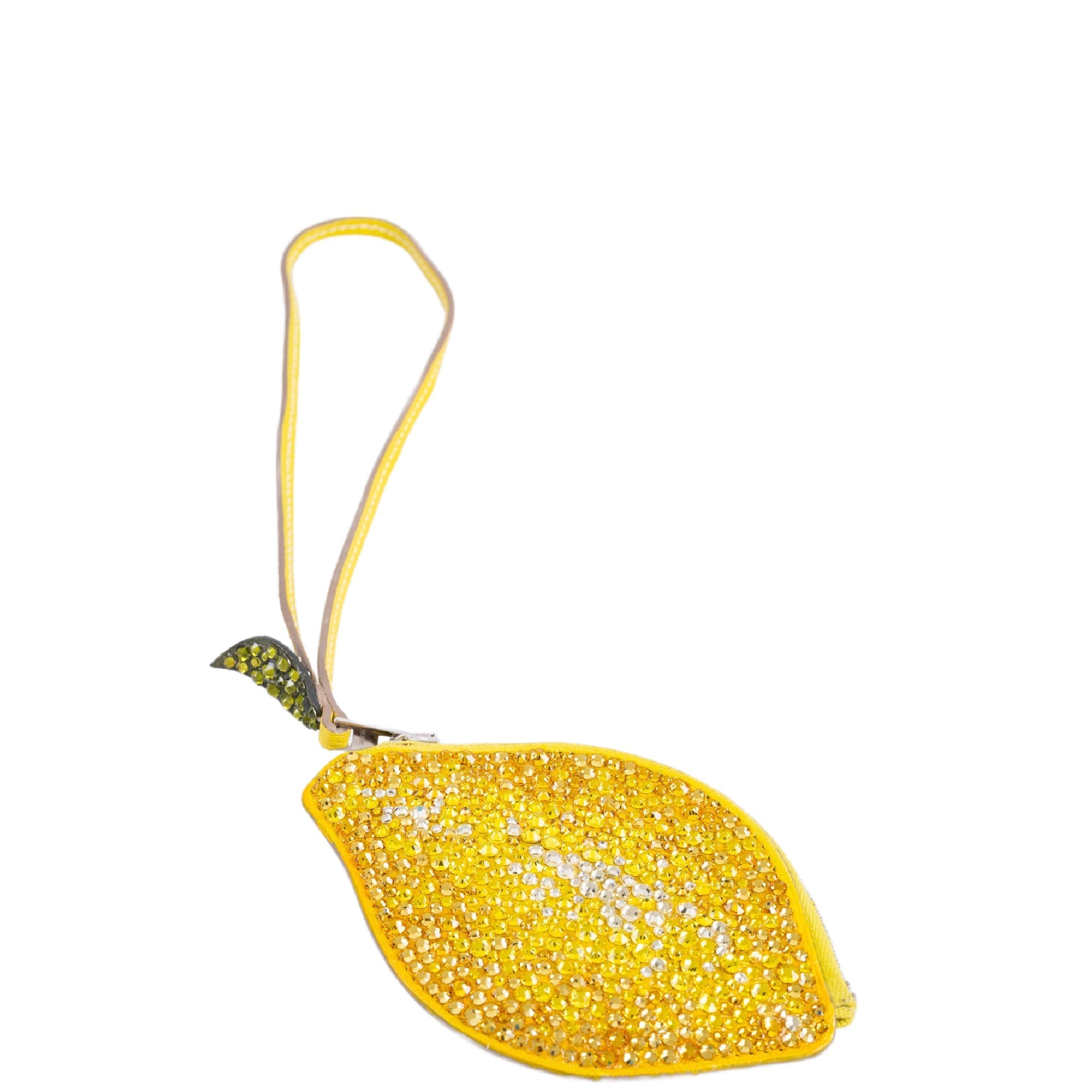 Hermès Tutti Frutti Lemon Porte-Monnaie Coin Purse JaneFinds Custom Shop Swarovski Crystal Yellow