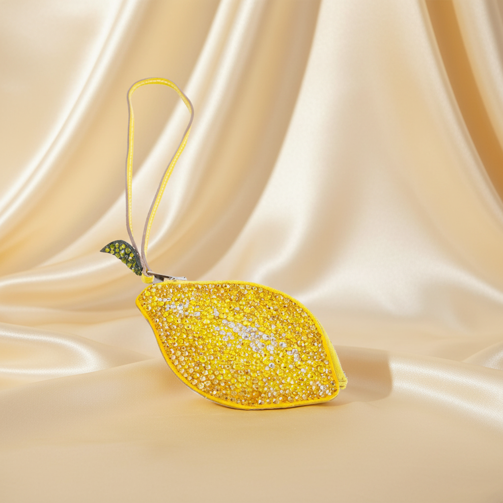 Hermès Tutti Frutti Lemon Porte-Monnaie Coin Purse JaneFinds Custom Shop Swarovski Crystal Yellow